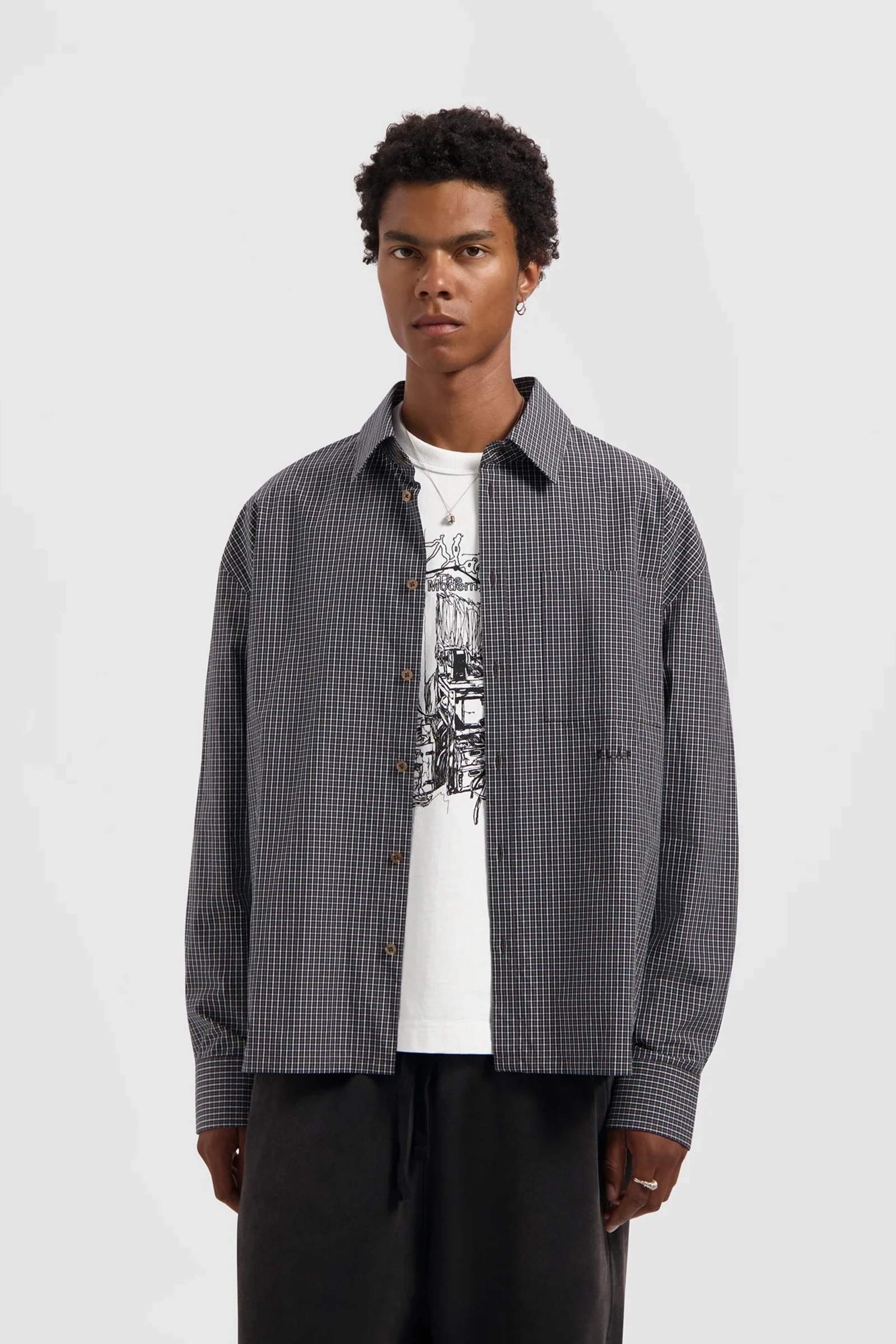 Heren overhemd lm casual bruin