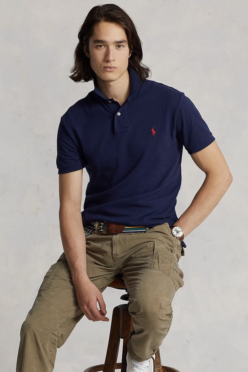 Heren polo korte mouw blauw
