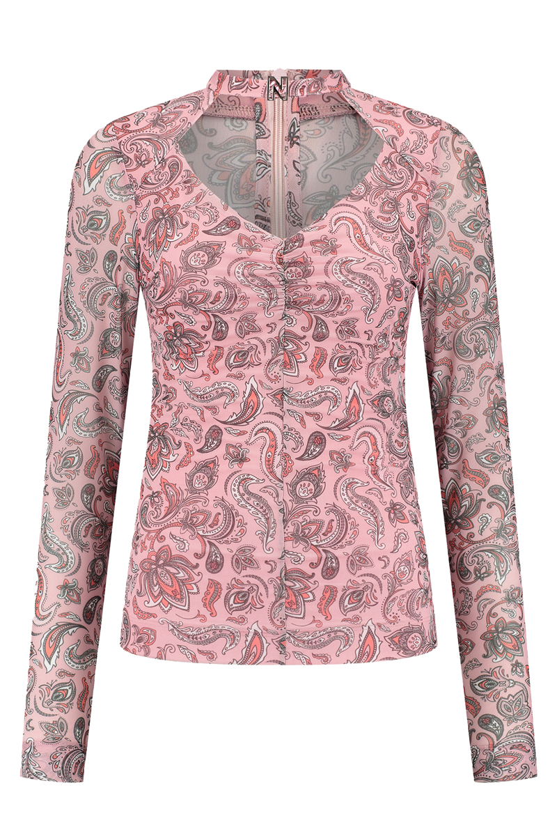 Dames t-shirt lange mouw rose