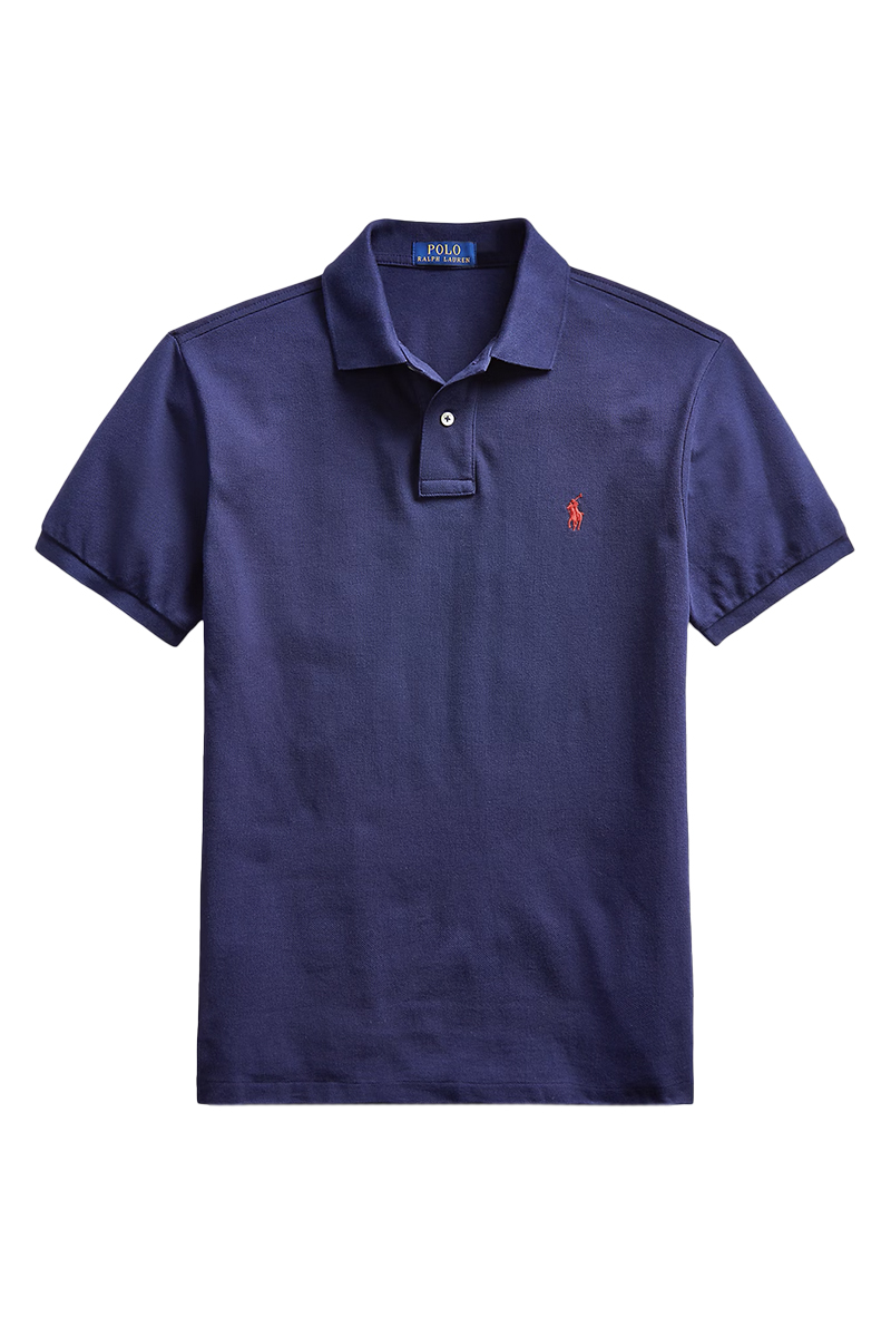 Heren polo korte mouw blauw