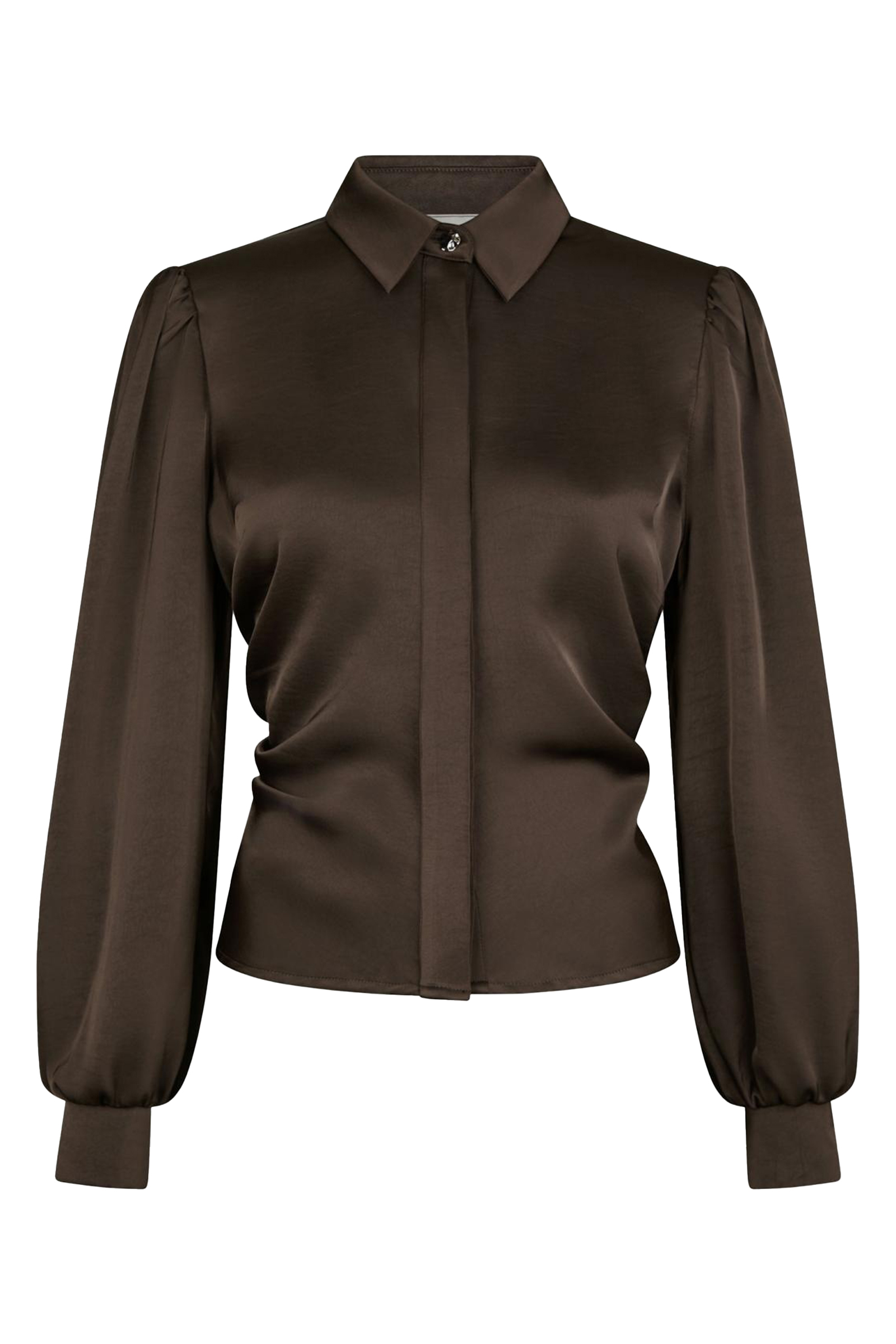 Dames blouse lange mouw bruin