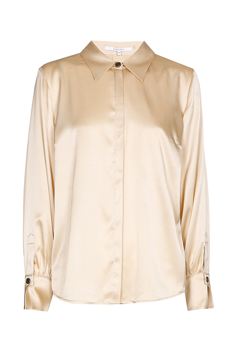 Dames blouse lange mouw bruin