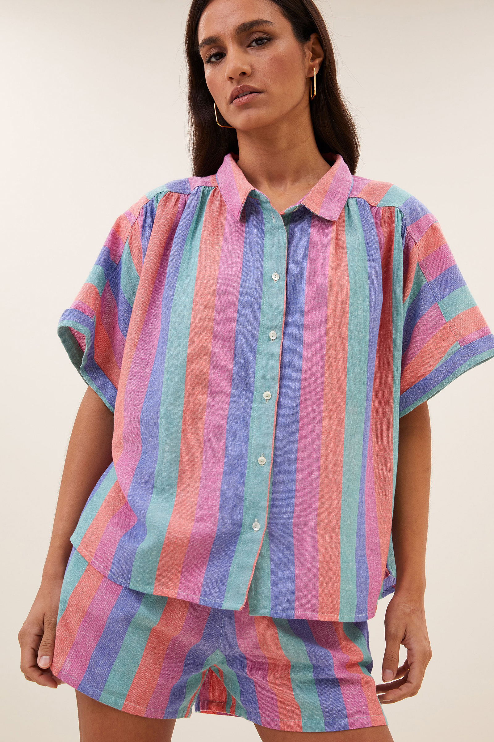 Dames blouse lange mouw rose