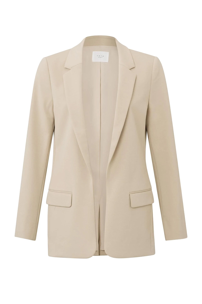 Yaya Jersey loose fit blazer Bruin/Beige-2 1