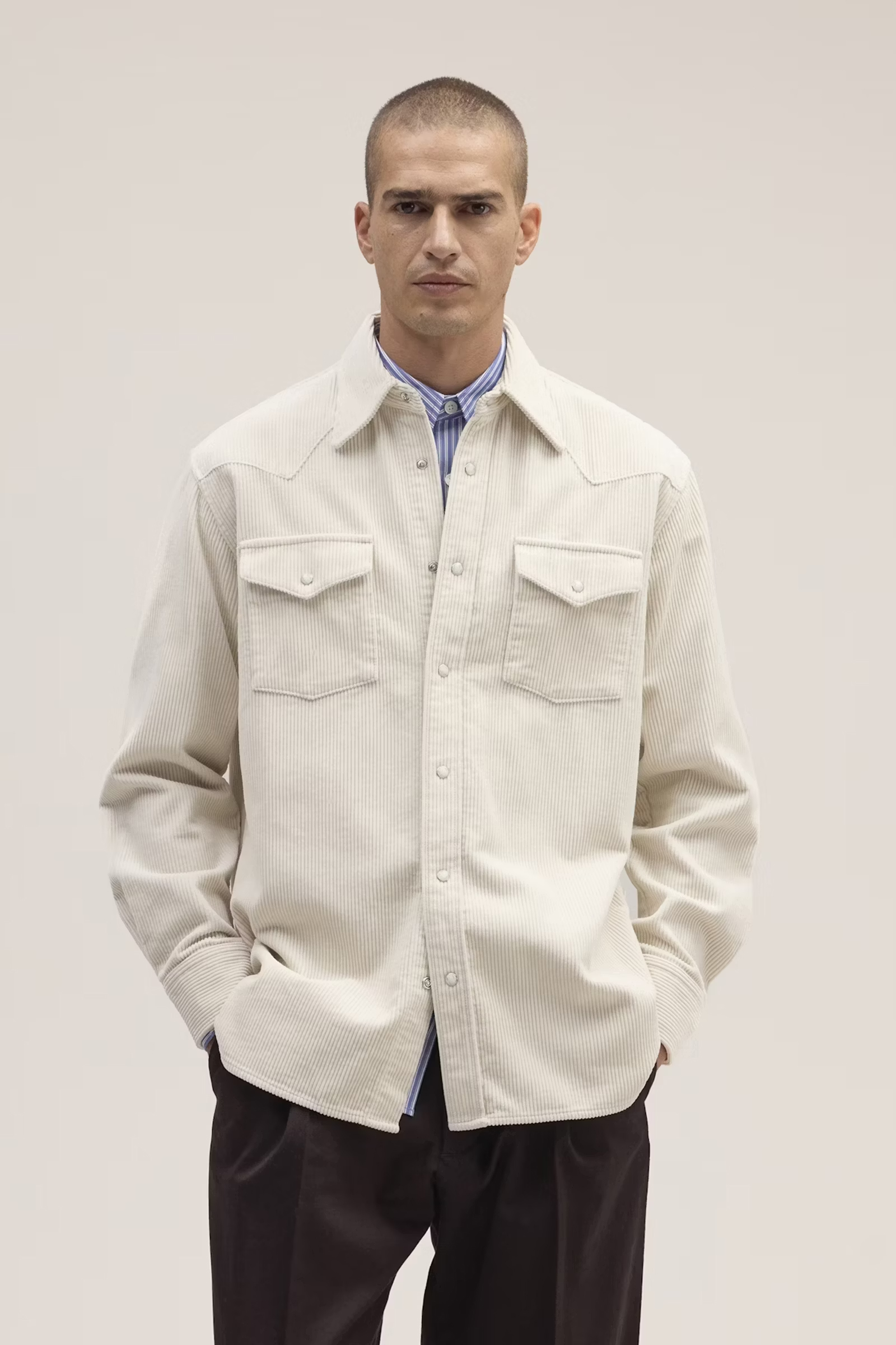 Heren overhemd lm casual ecru