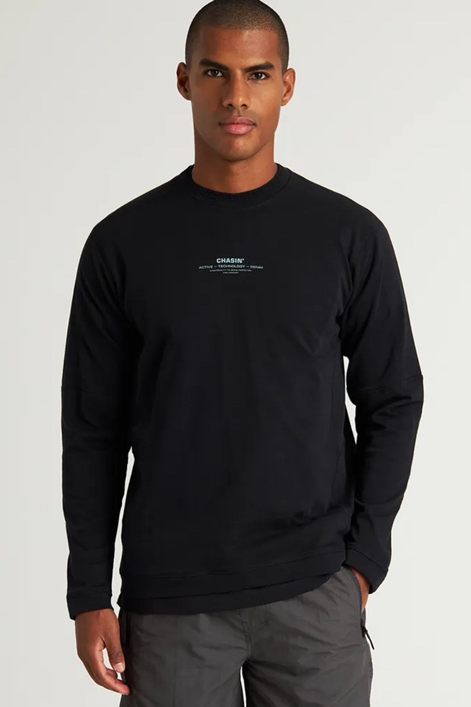 Heren t-shirt lange mouw zwart