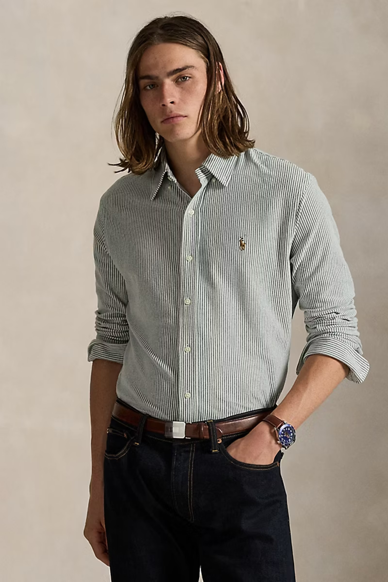 Heren overhemd lm casual groen