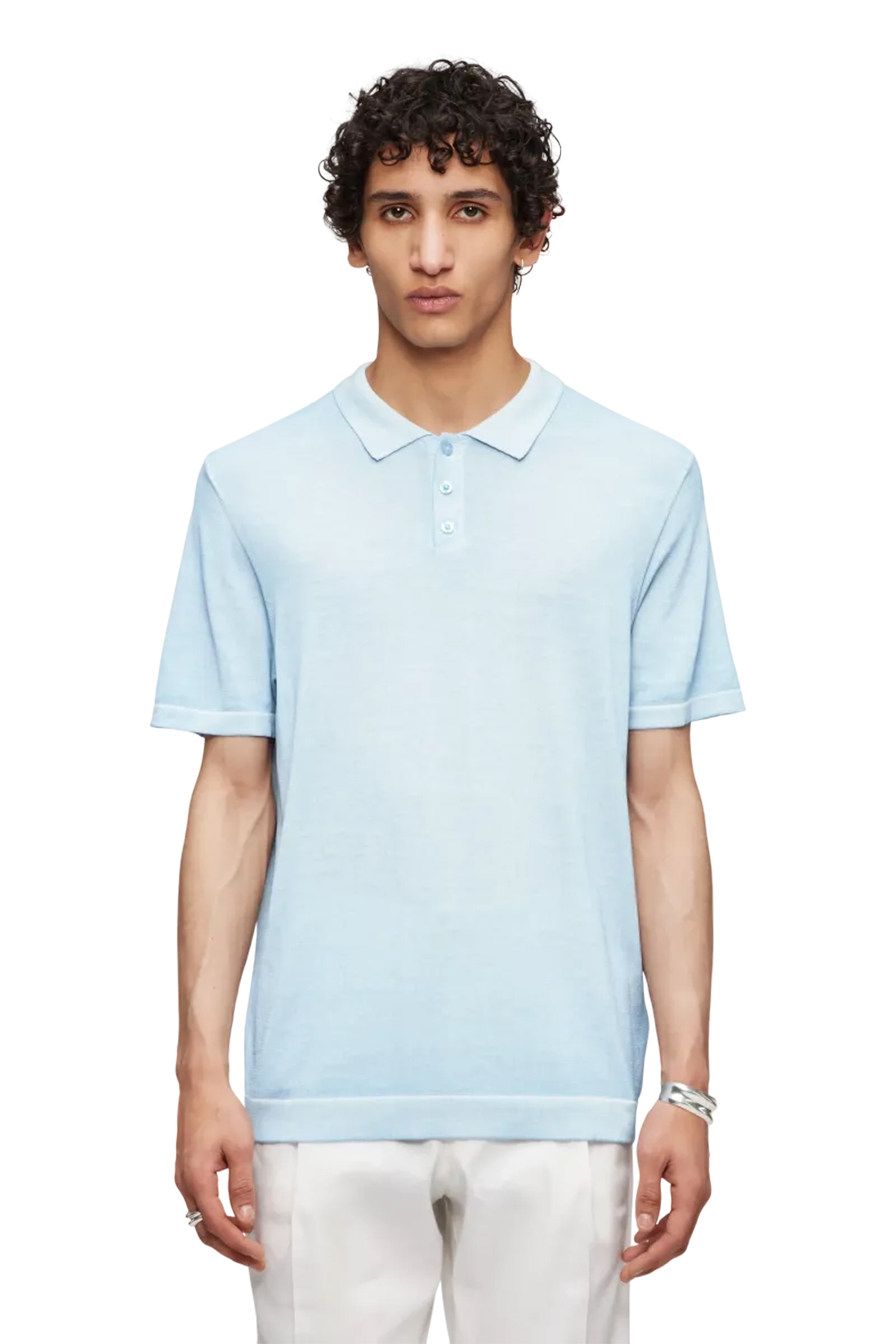 Heren polo korte mouw blauw