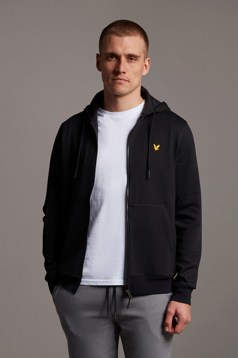 Lyle & Scott FULL ZIP FLY FLEECE HOODIE Zwart-1 5