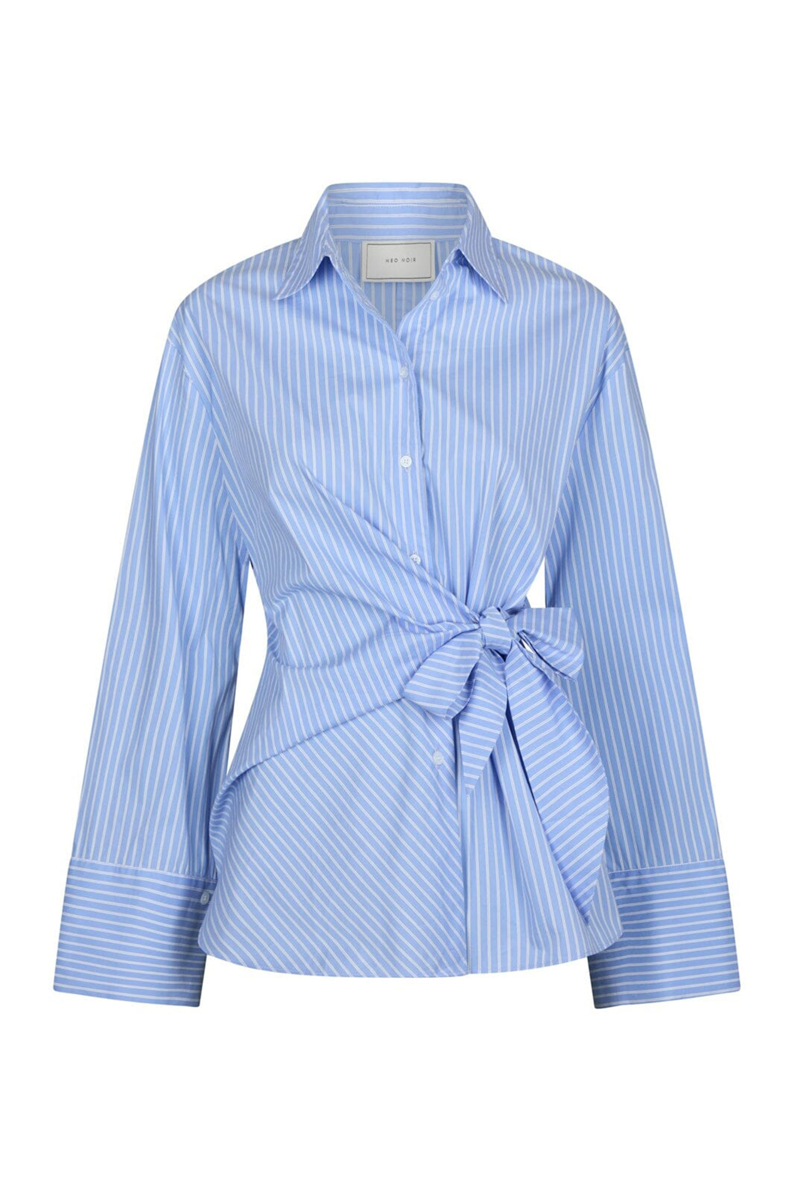 Dames blouse lange mouw blauw