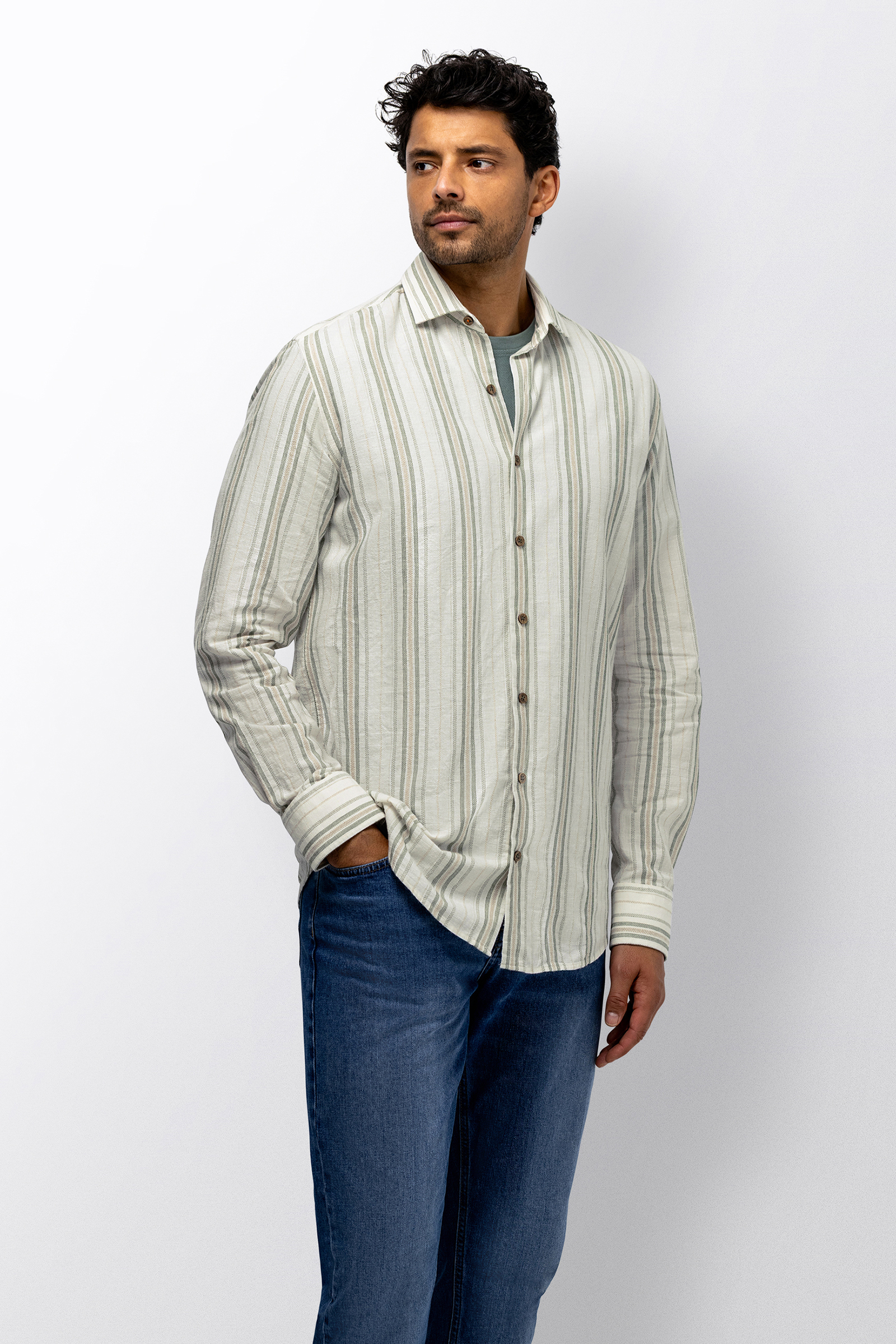 Heren overhemd lm casual wit