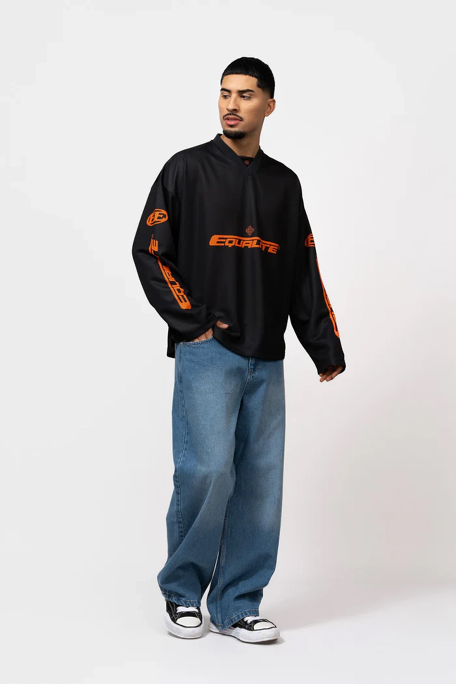 Heren t-shirt lange mouw zwart