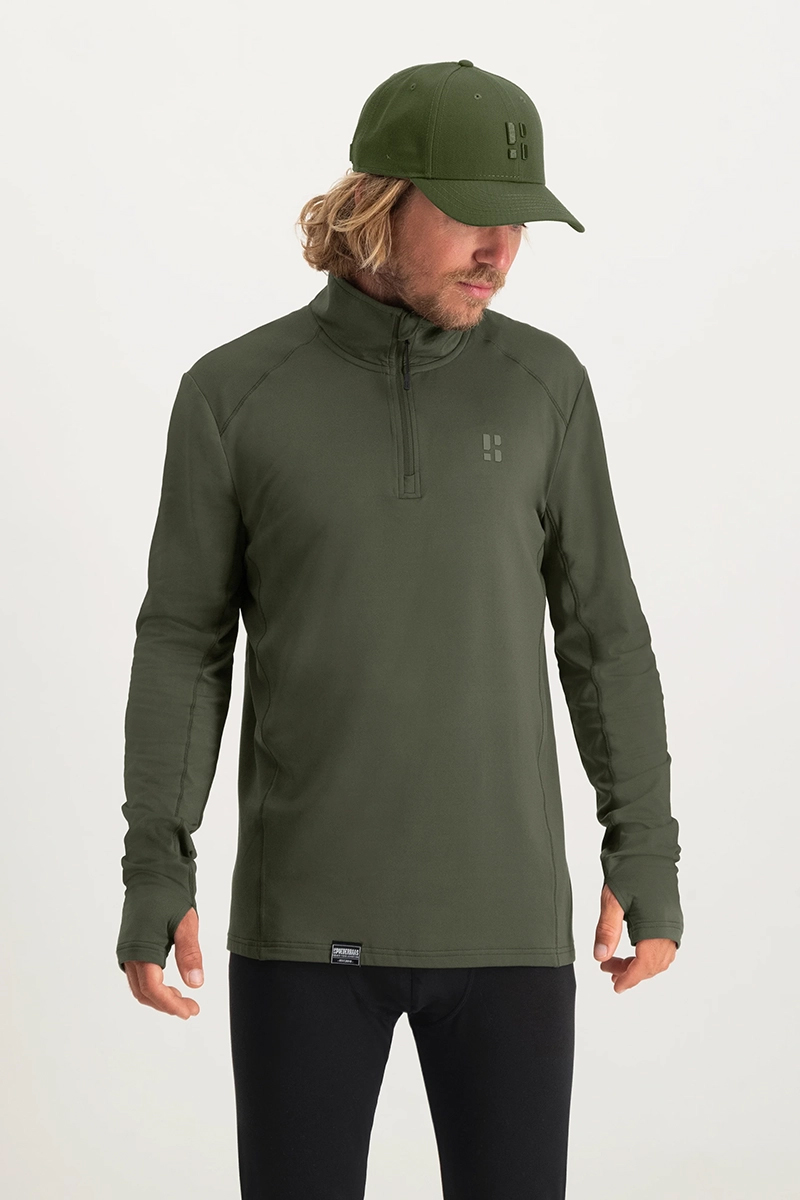 Wintersport heren pully+rits groen