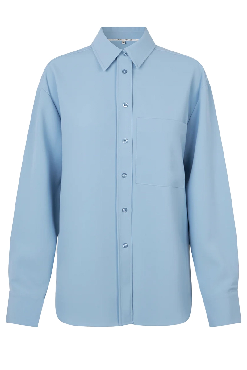 Dames blouse lange mouw blauw