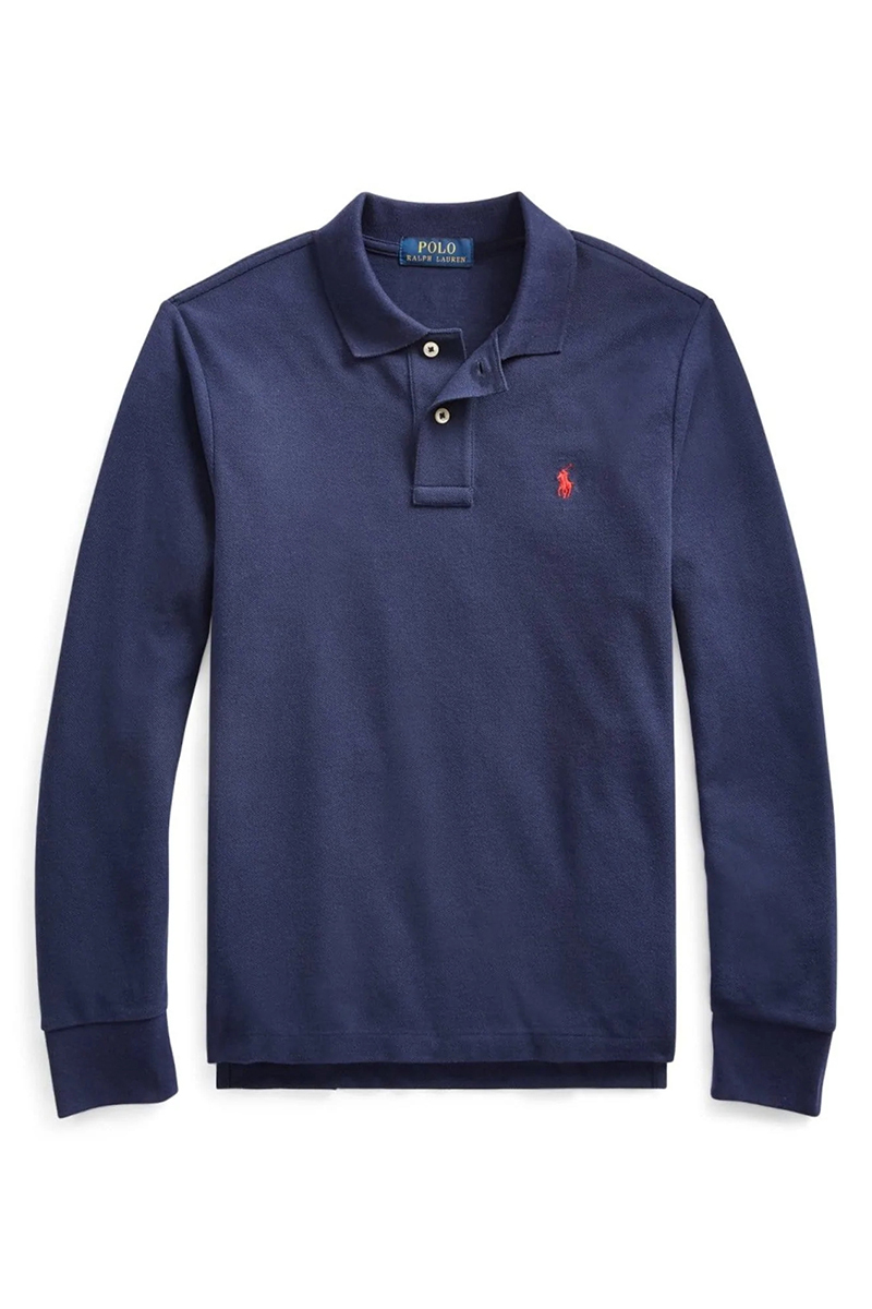 Jongens polo lange mouw blauw