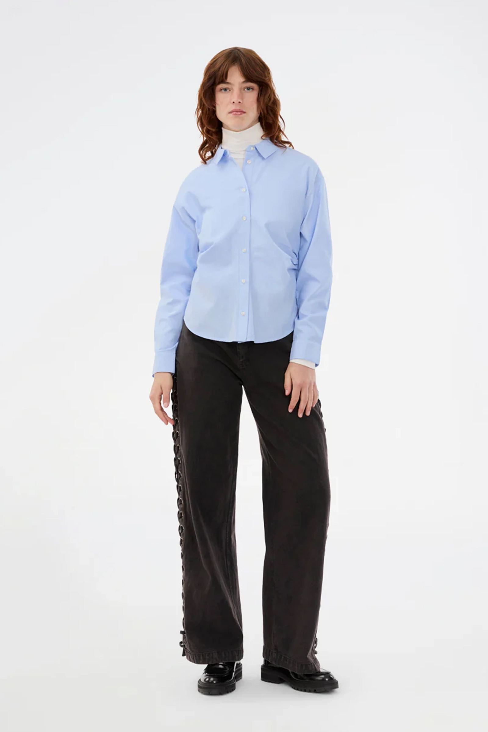 Dames blouse lange mouw blauw