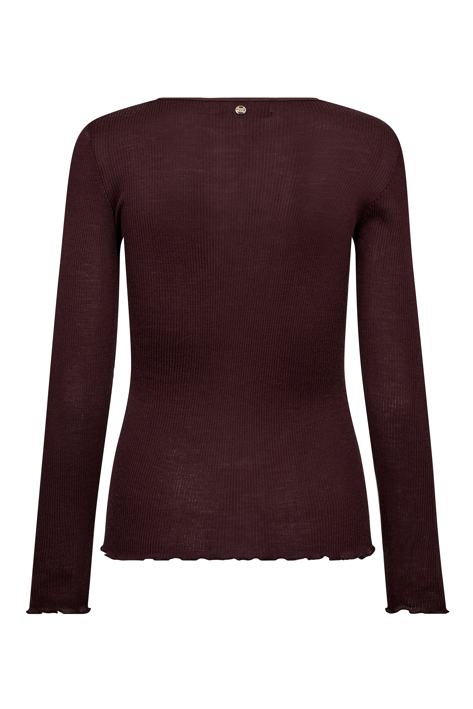 Dames t-shirt lange mouw bruin