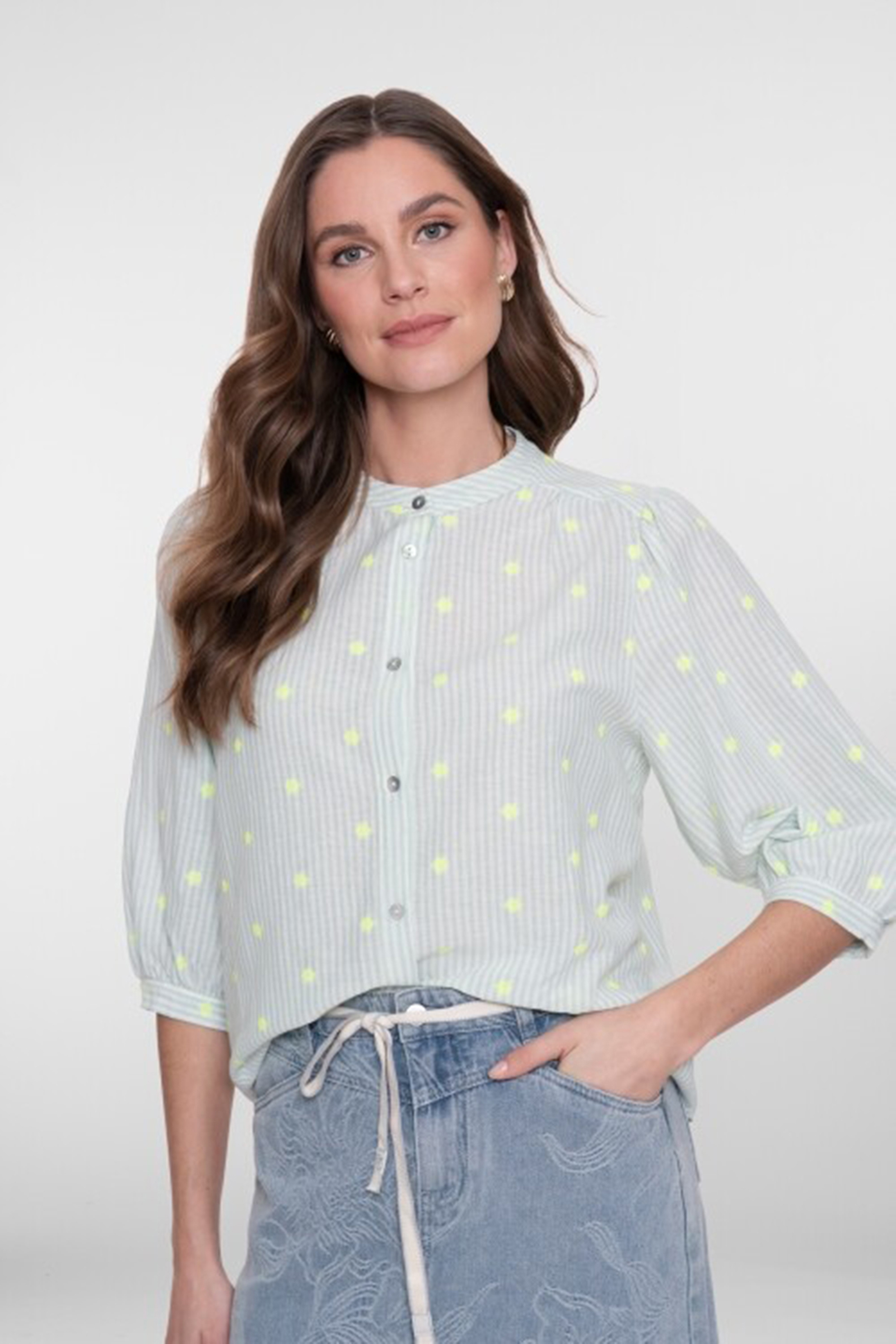 Dames blouse korte mouw groen