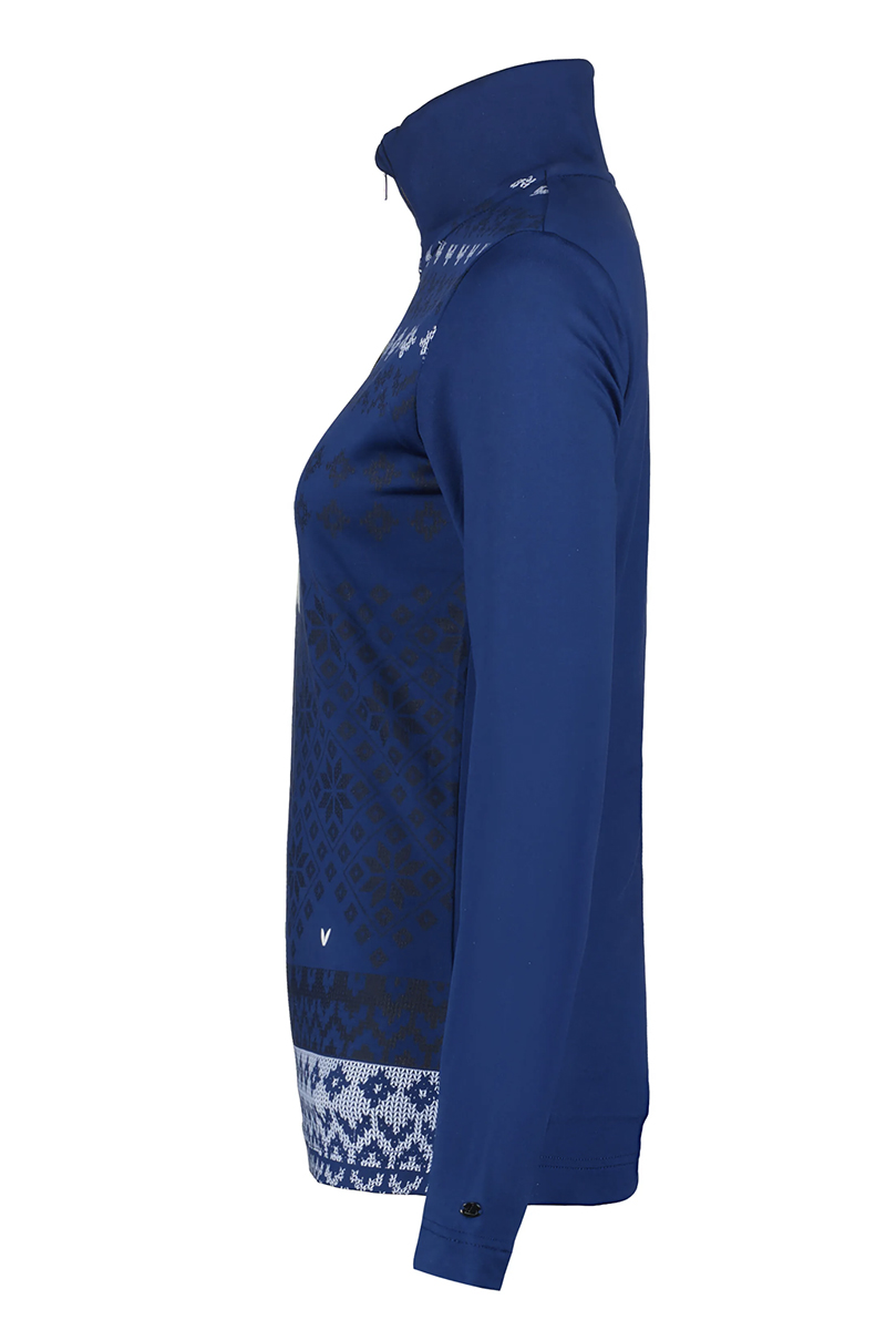 Wintersport dames pully+rits blauw