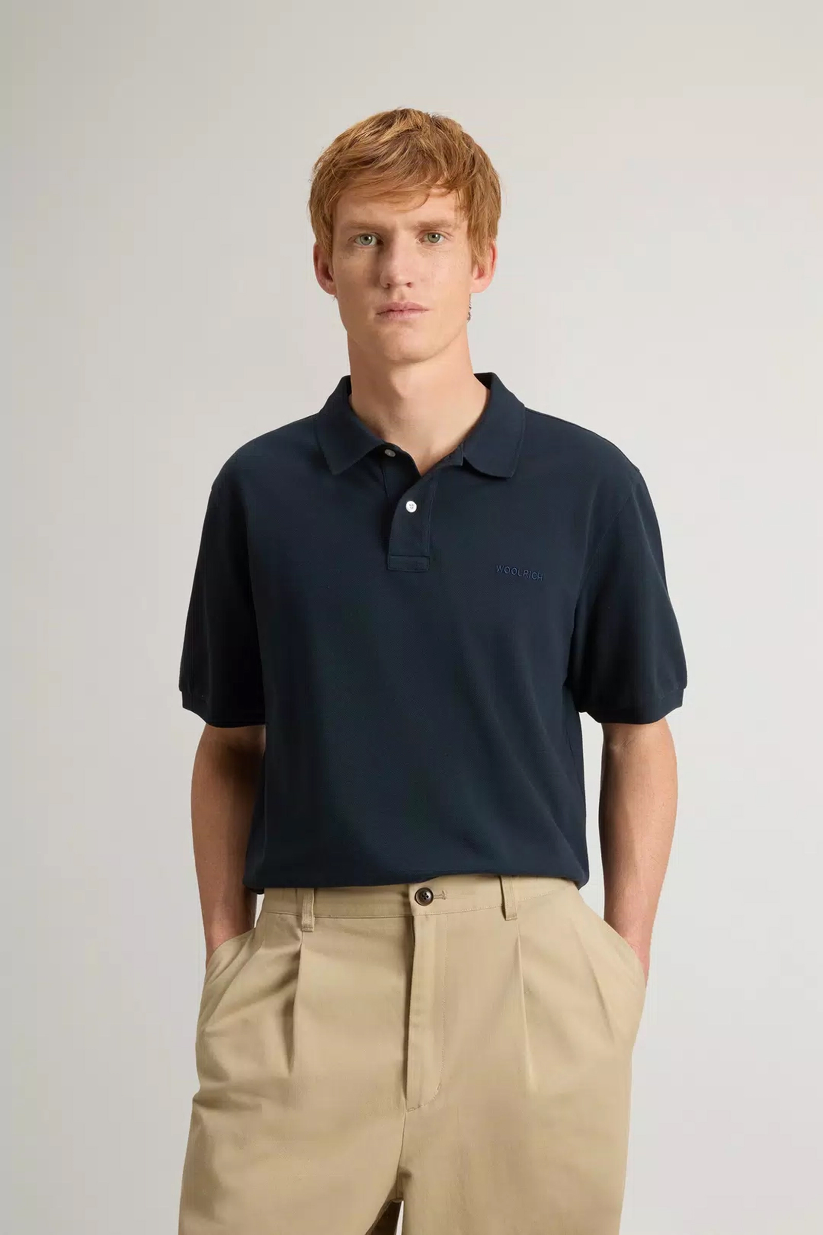 Heren polo korte mouw blauw