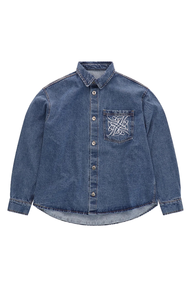 Mansour ANAGRAM DENIM OVERSHIRT Blauw-1 1