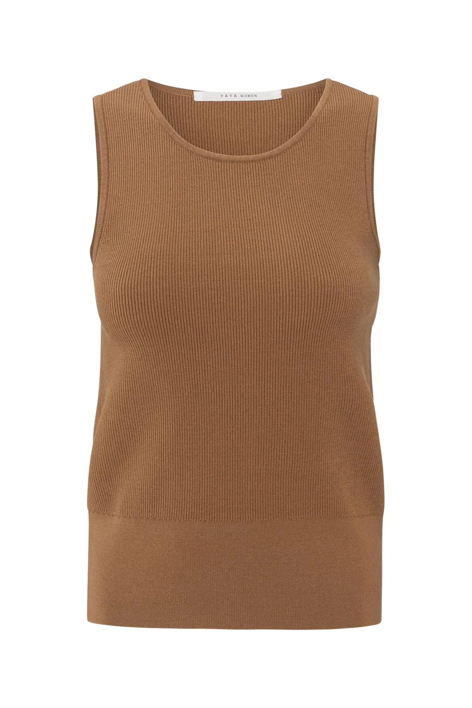 Yaya Rib fitted tanktop CHIPMUNK BROWN 1