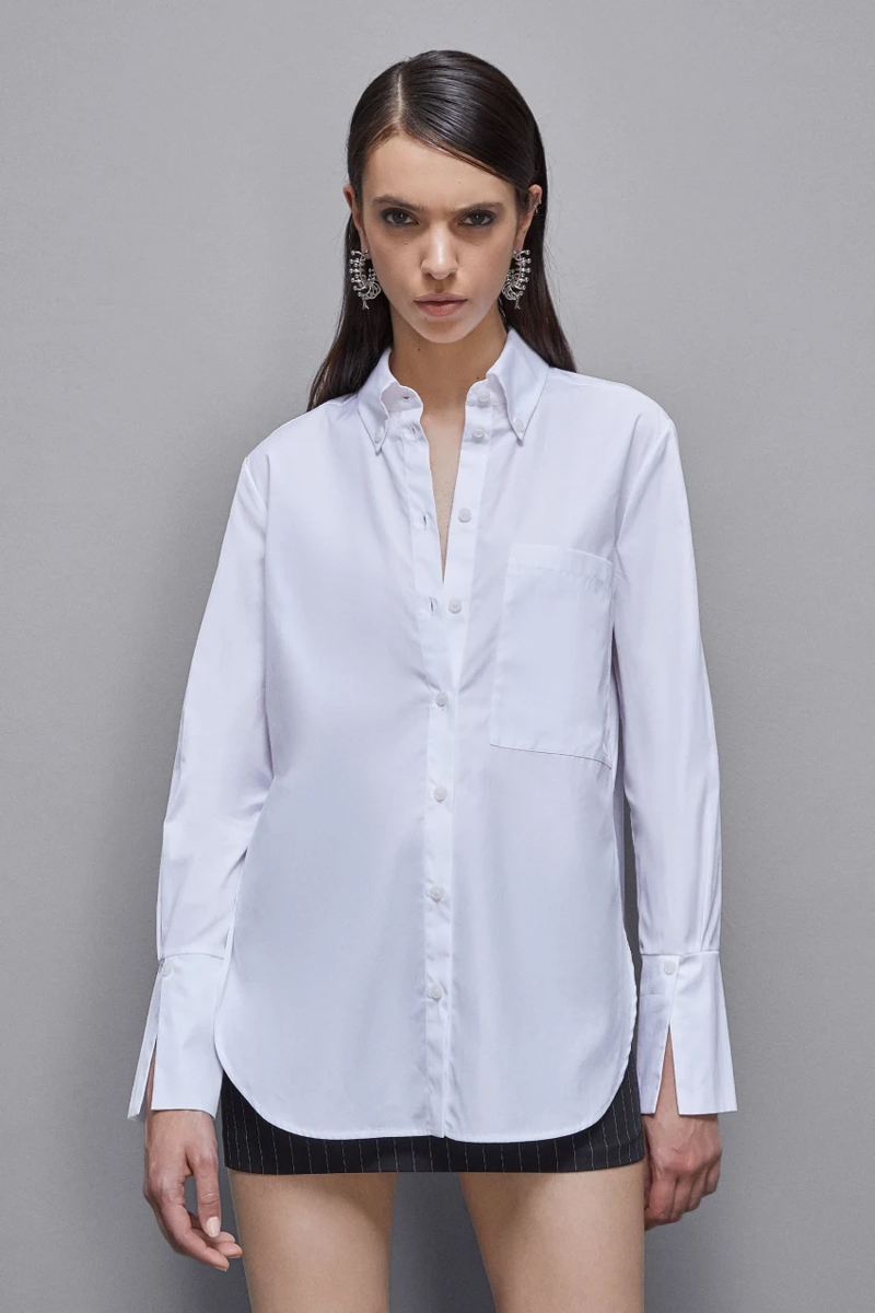 Dames blouse lange mouw wit