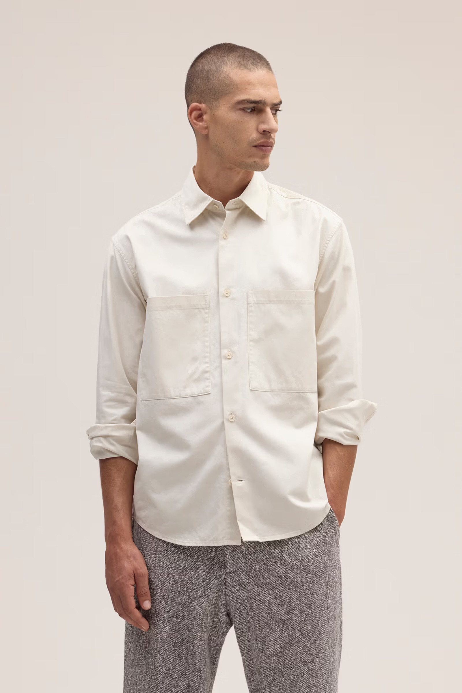 Heren overhemd lm casual ecru