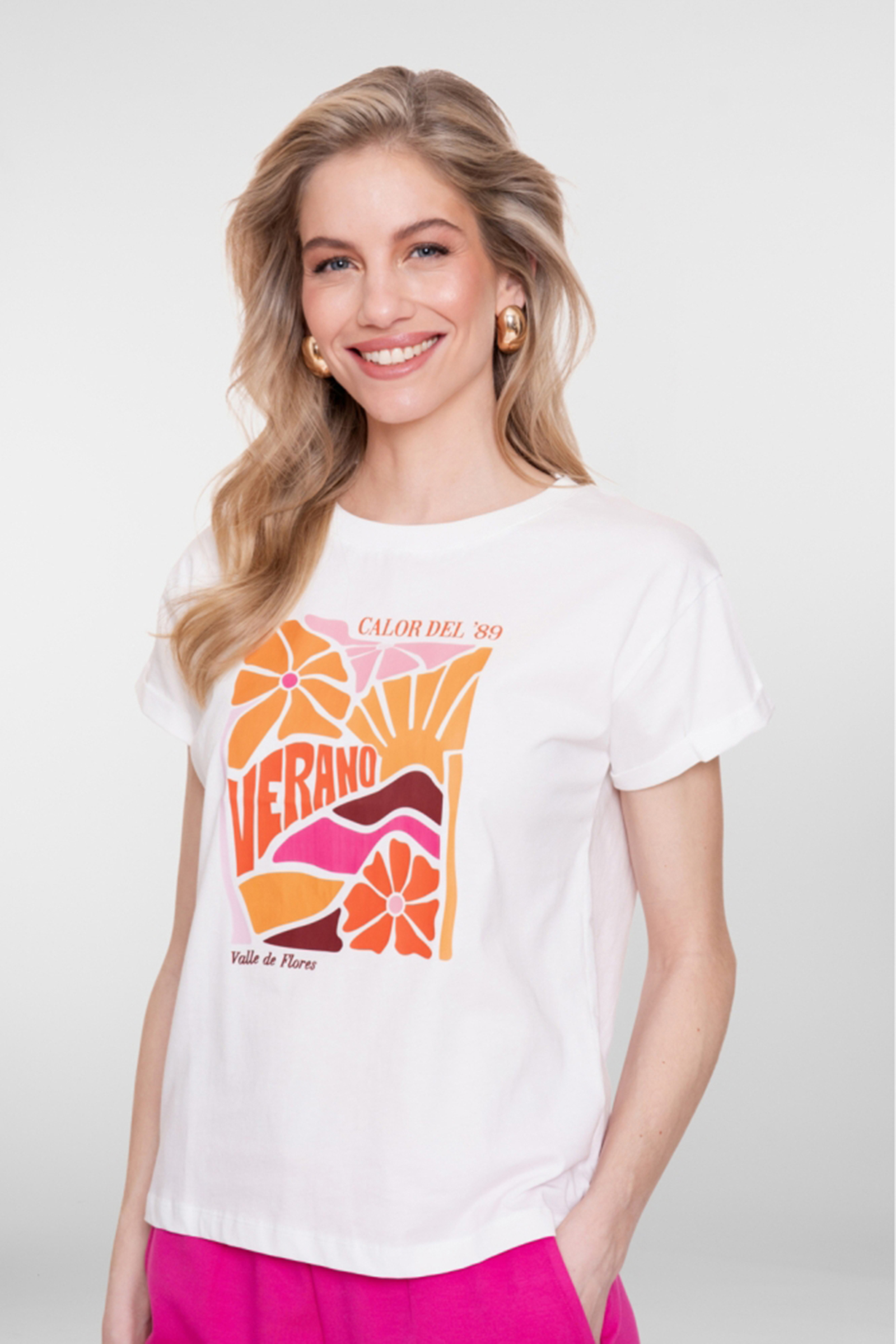 Dames t-shirt korte mouw ecru