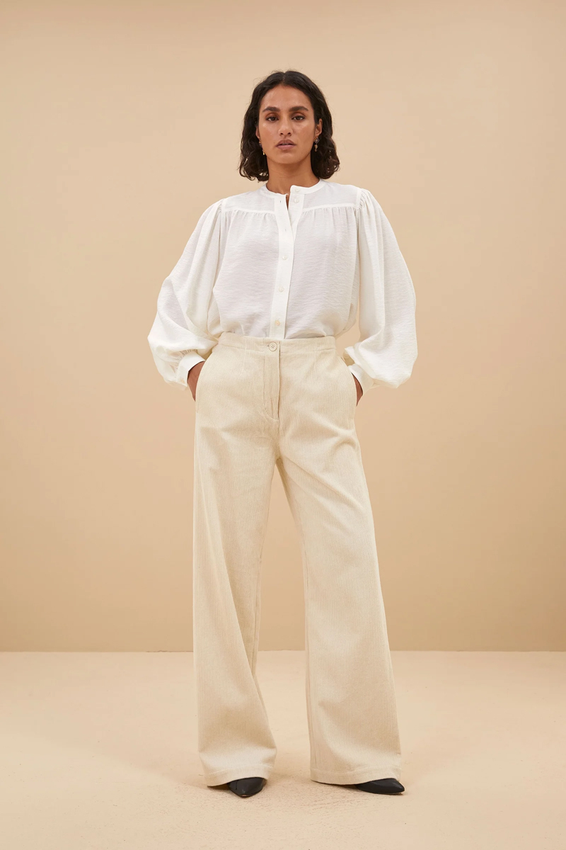 Dames blouse lange mouw ecru