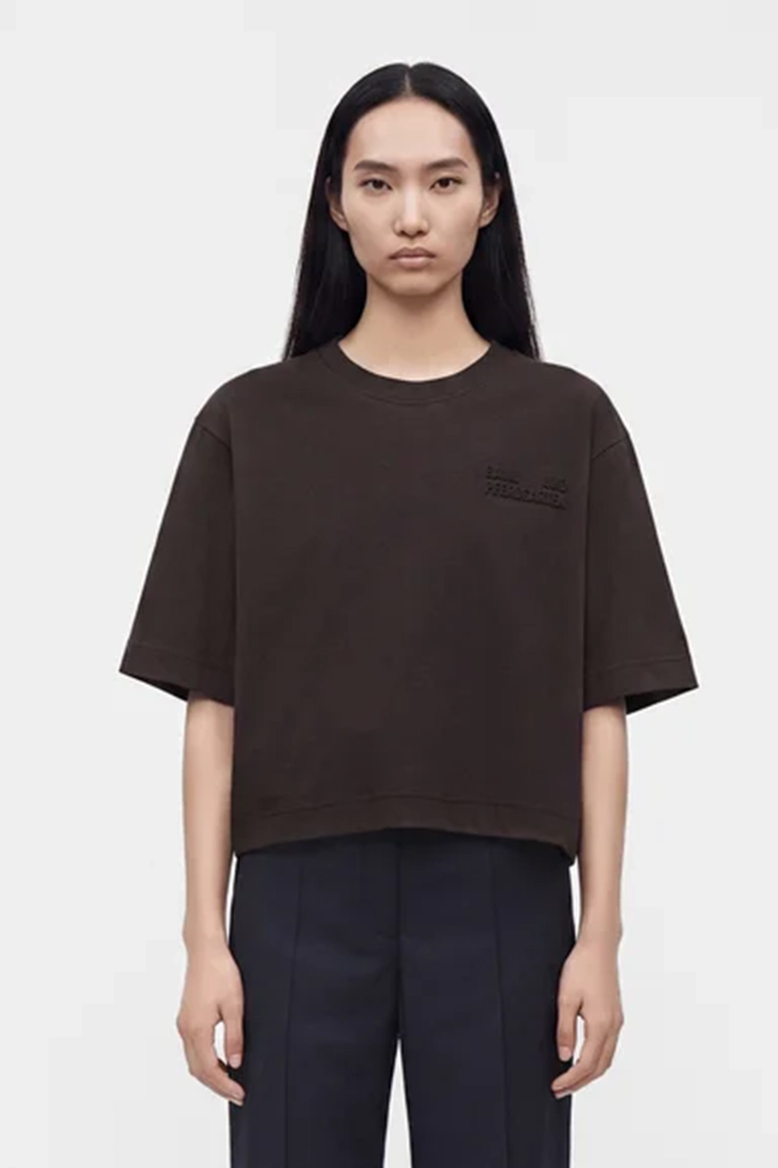 Dames t-shirt korte mouw bruin