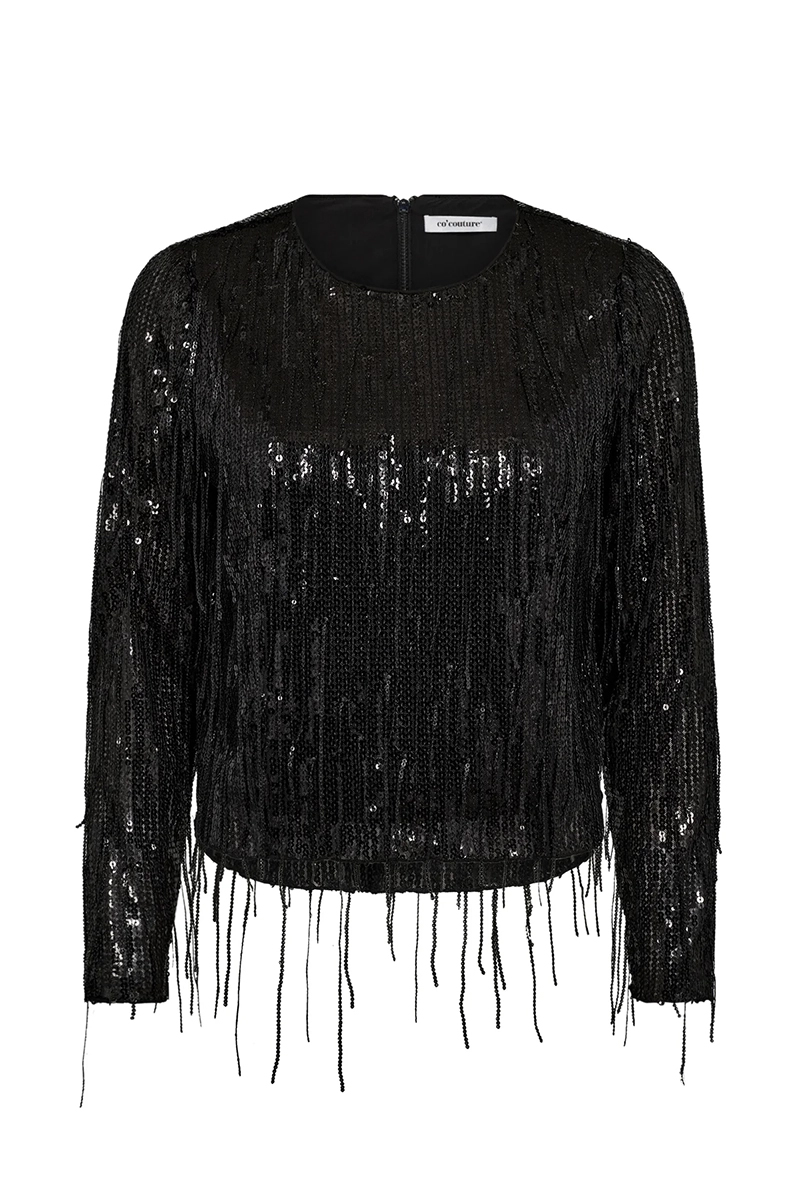 Dames blouse lange mouw zwart