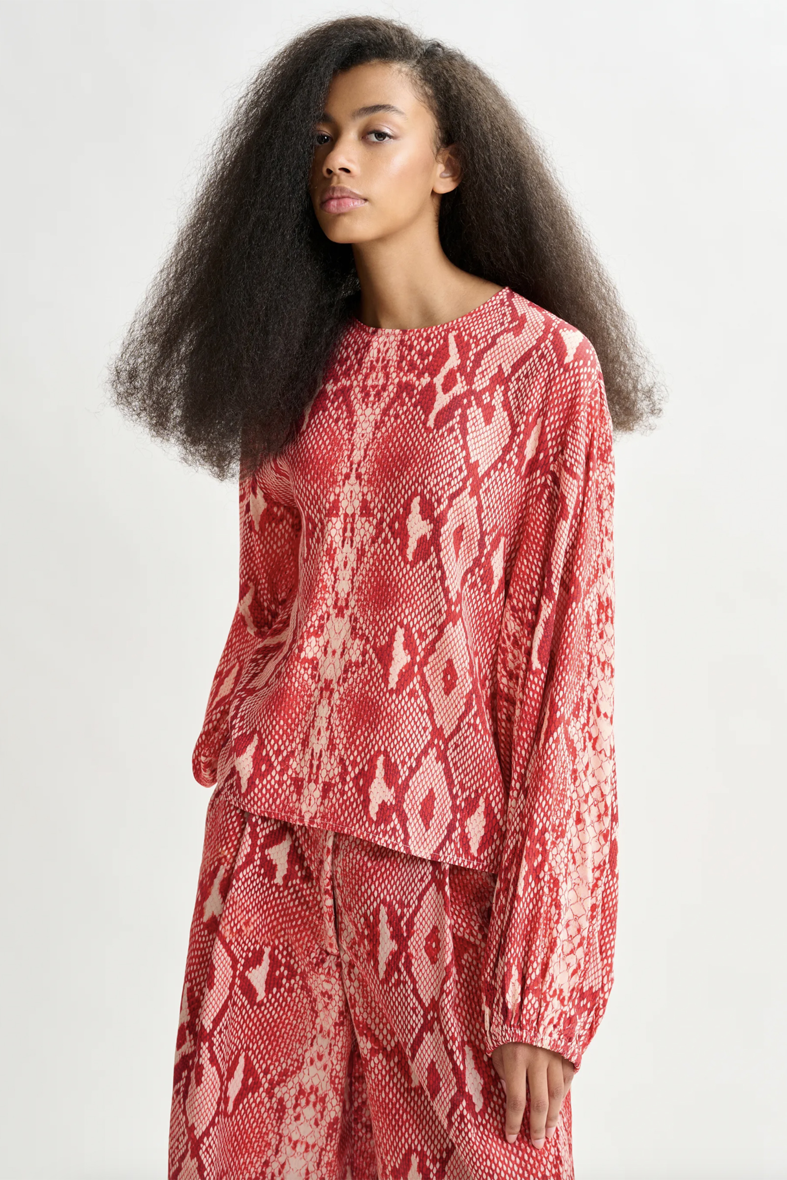 Dames blouse lange mouw rood