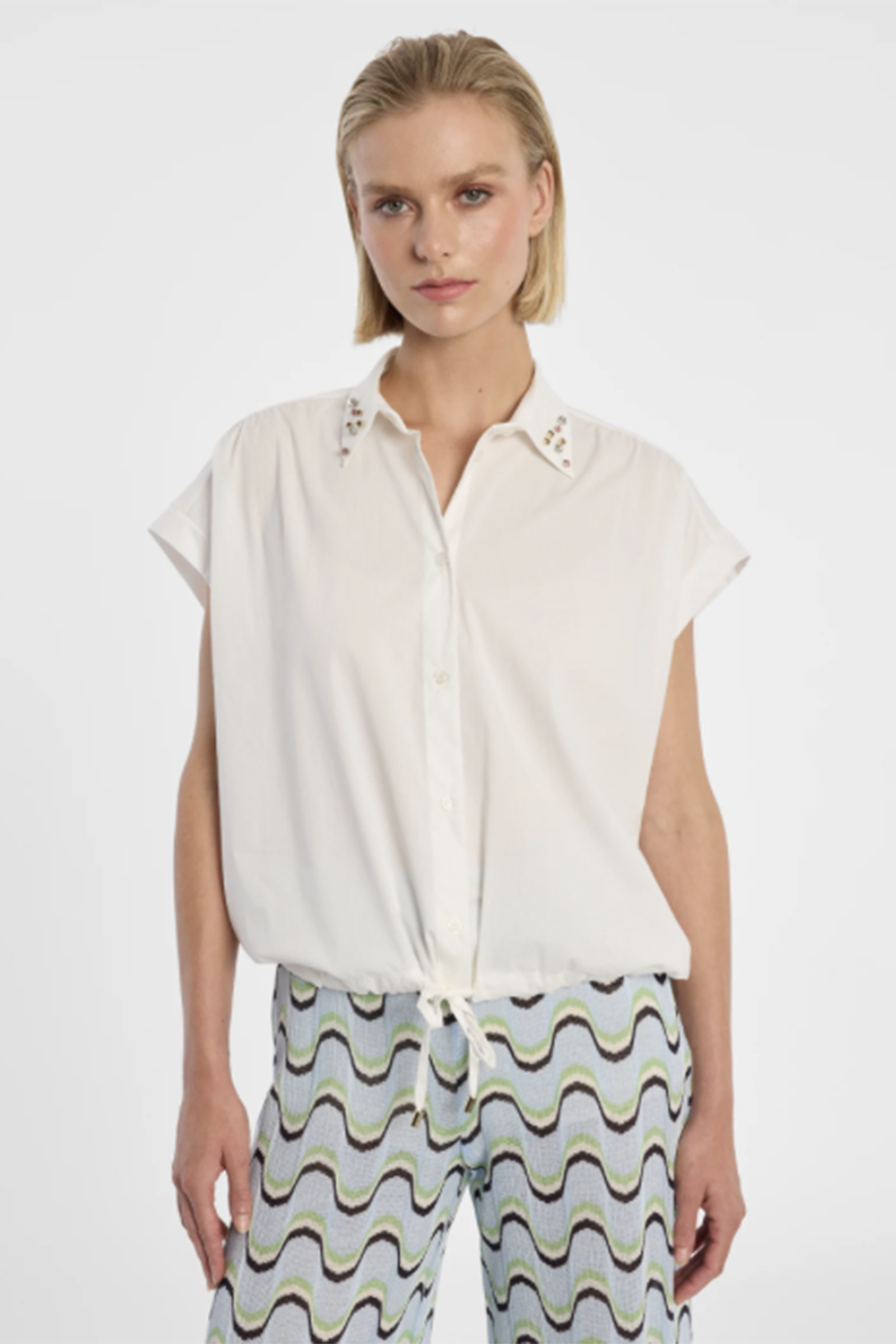 Dames blouse mouwloos wit