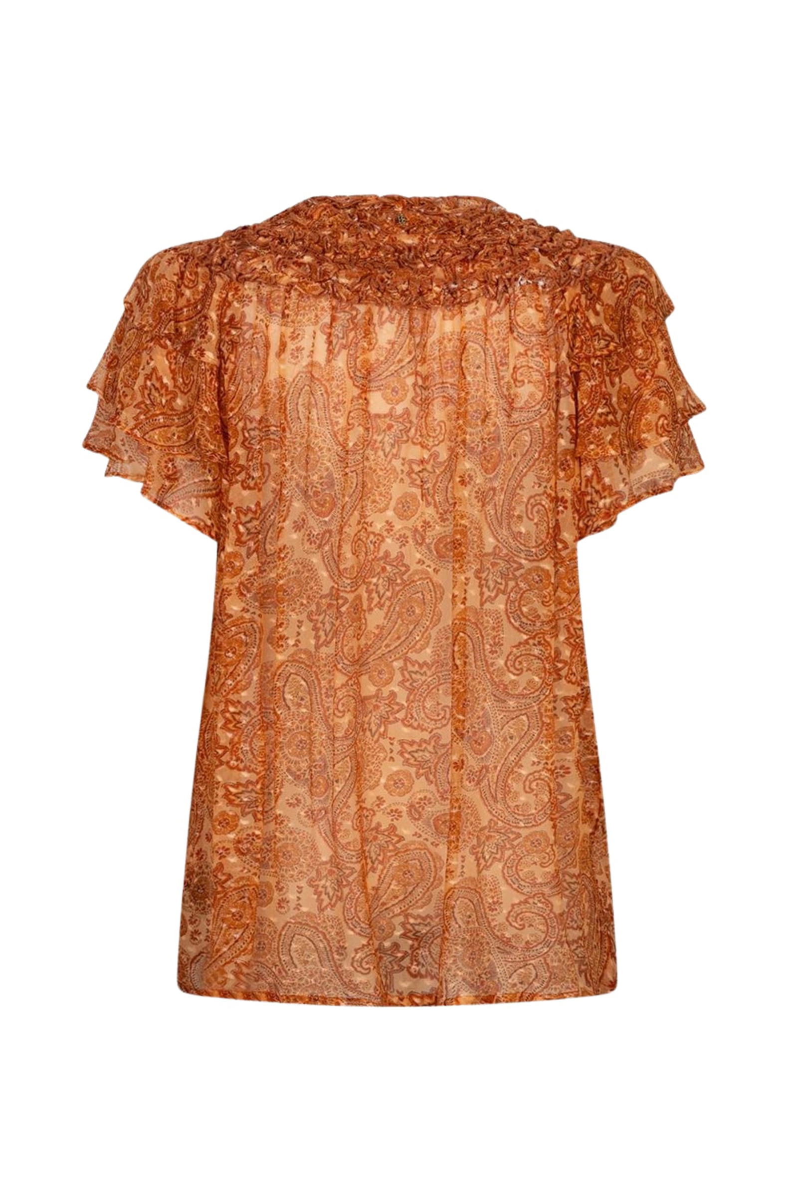Dames blouse korte mouw oranje