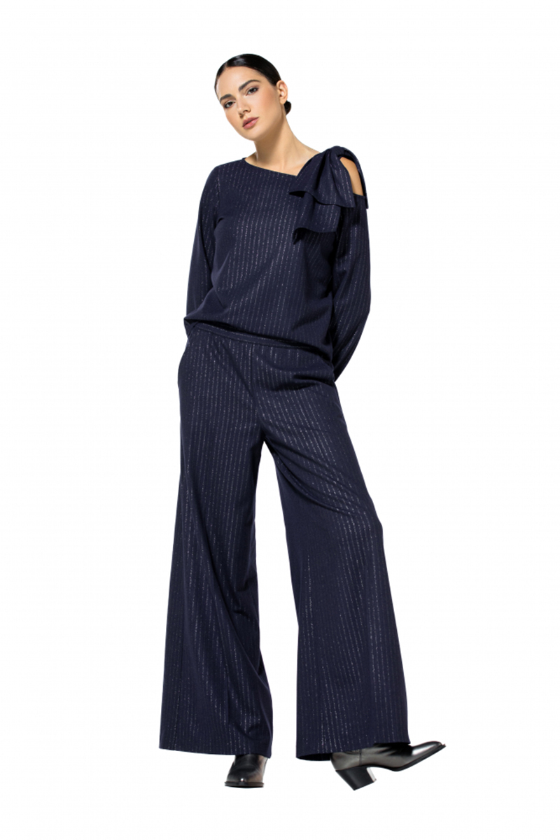 Dames blouse lange mouw blauw