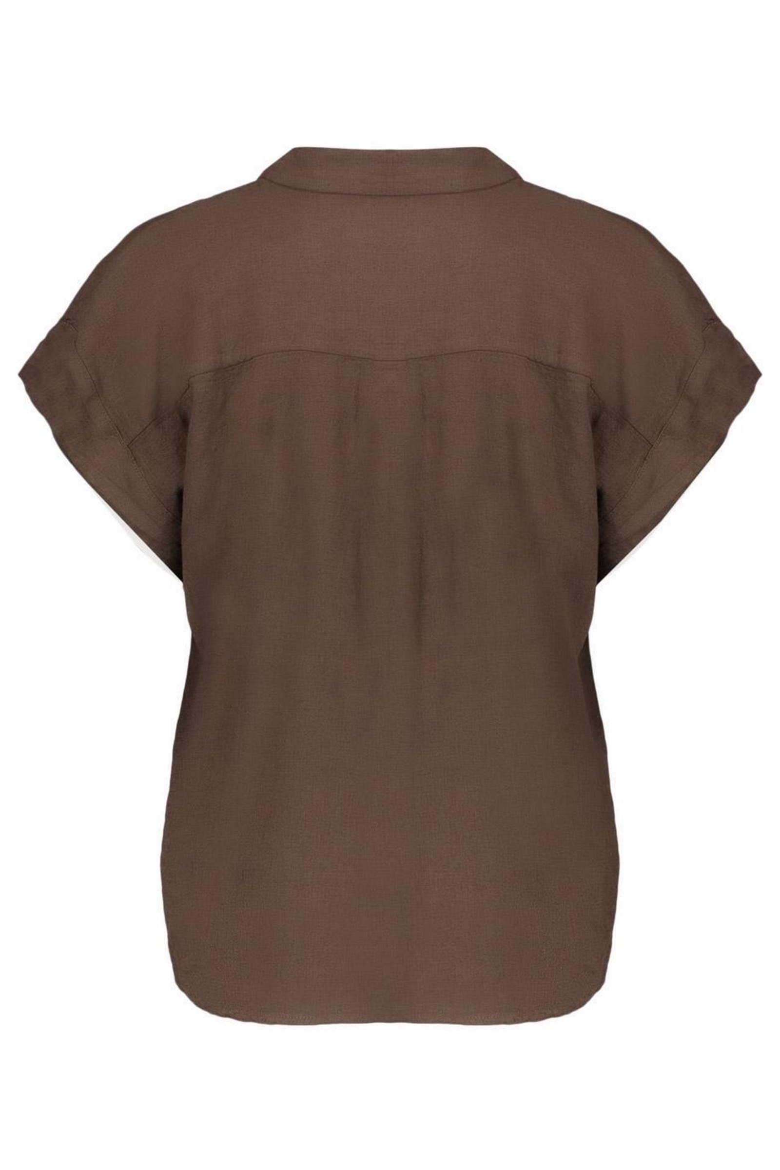 Dames blouse korte mouw bruin
