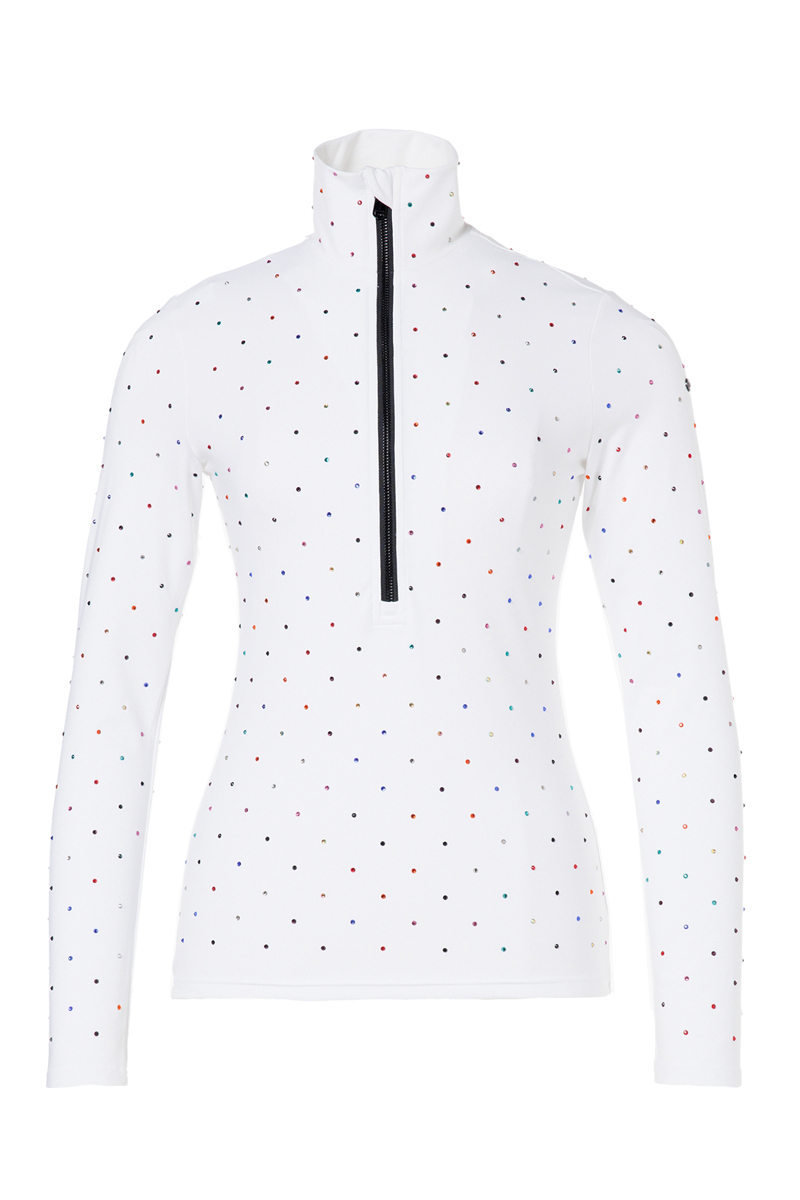 Wintersport dames pully+rits wit