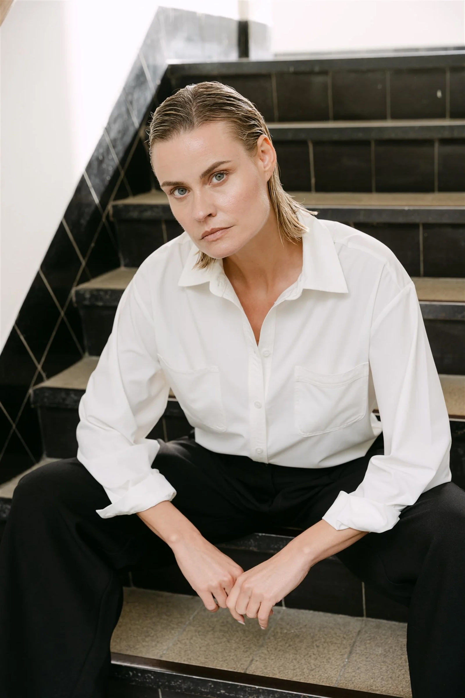 Dames blouse lange mouw wit