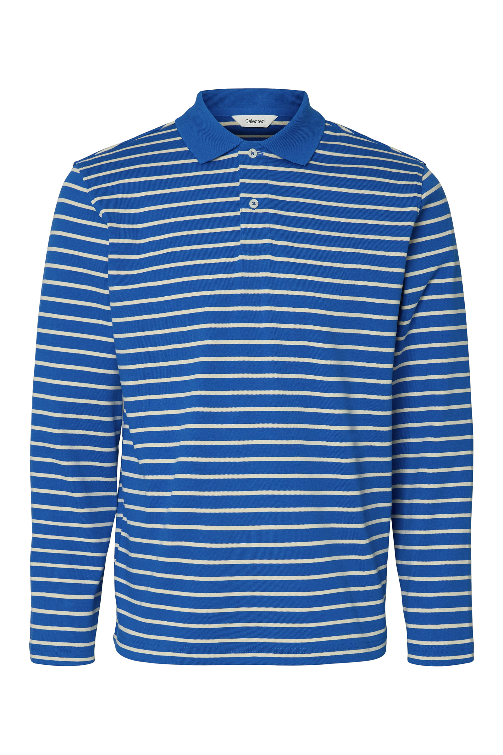 Heren polo lange mouw blauw
