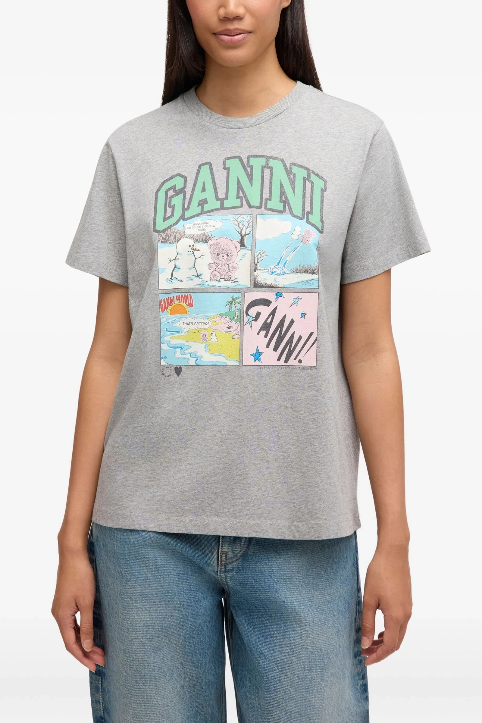 Dames t-shirt korte mouw grijs