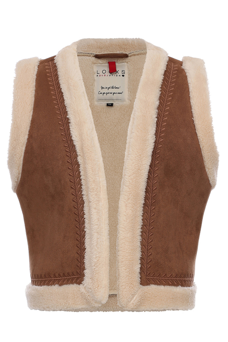 LOOXS LITTLE little lammy gilet bruin/beige-1 1