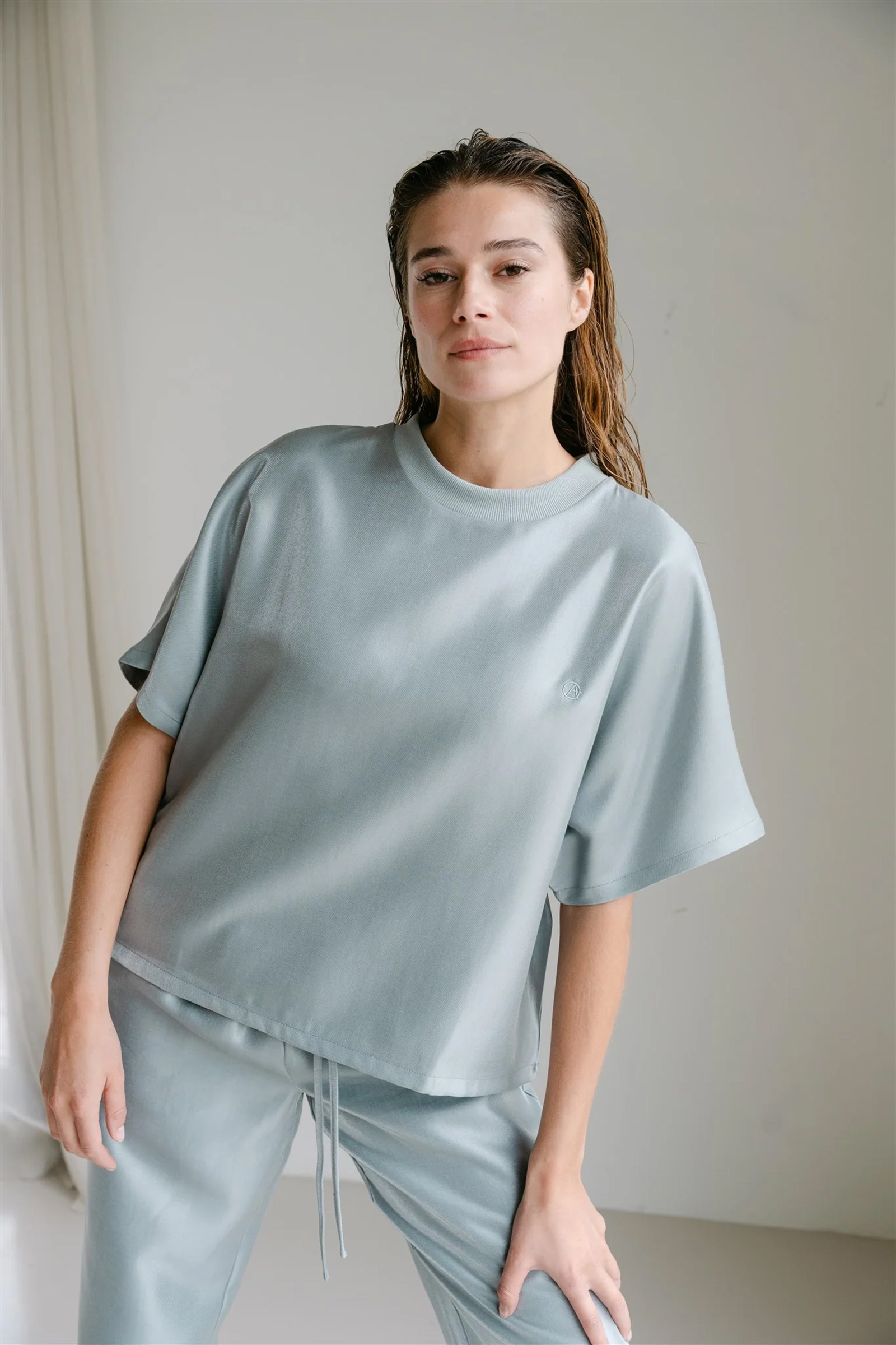 Dames t-shirt korte mouw blauw