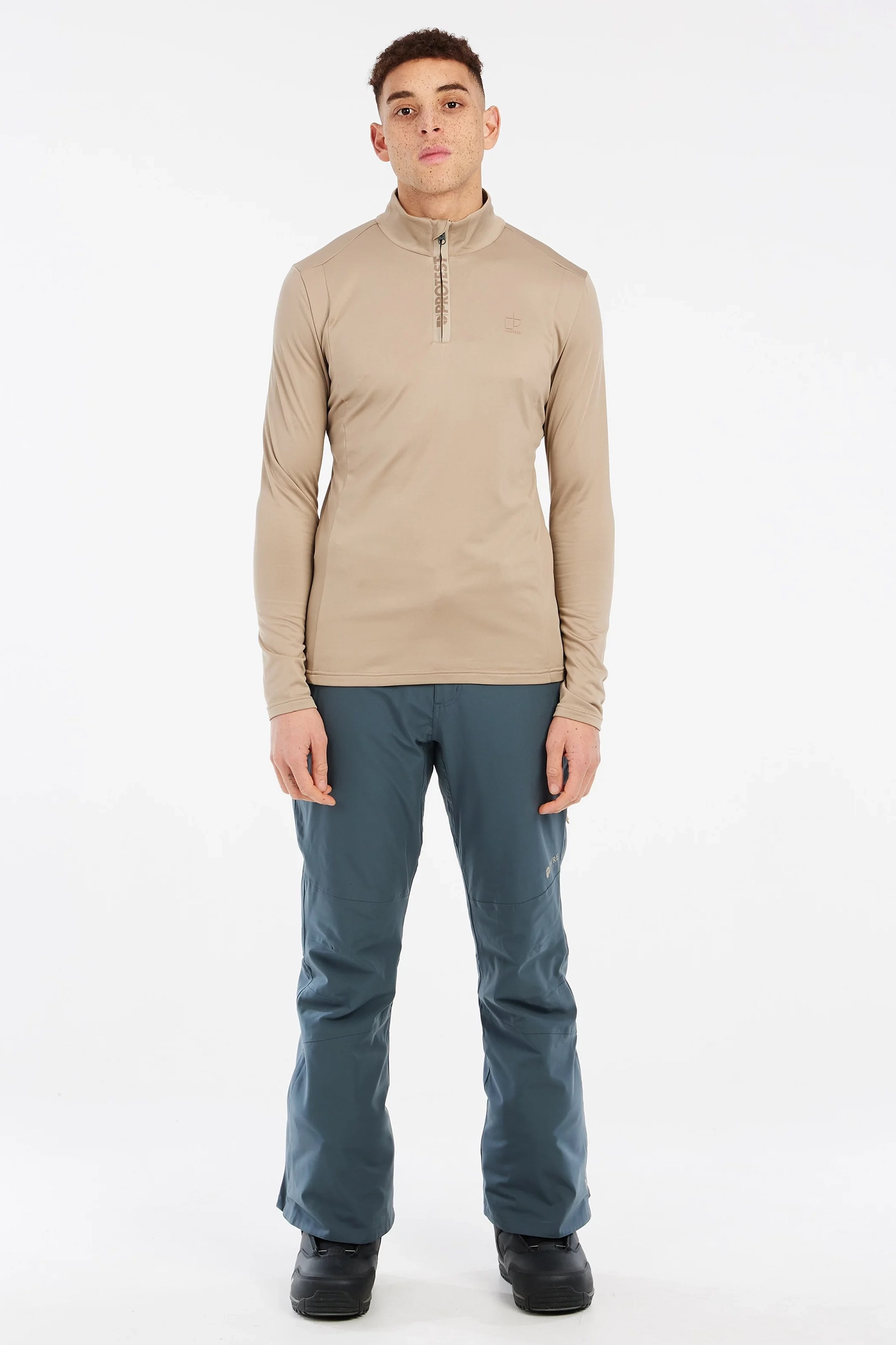 Wintersport heren pully+rits bruin