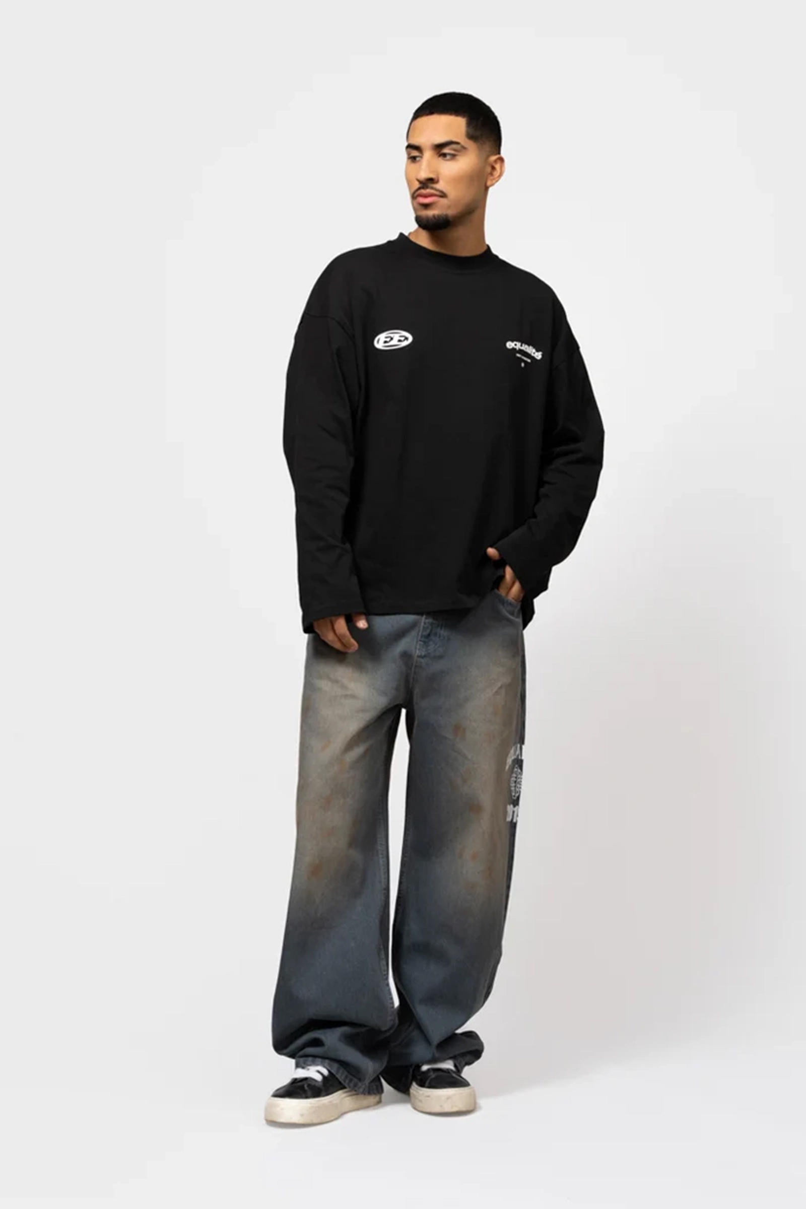 Heren t-shirt lange mouw zwart