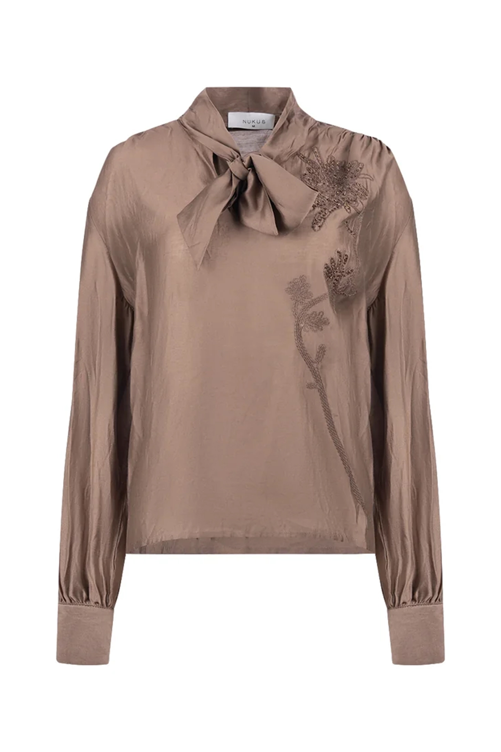 Dames blouse lange mouw bruin