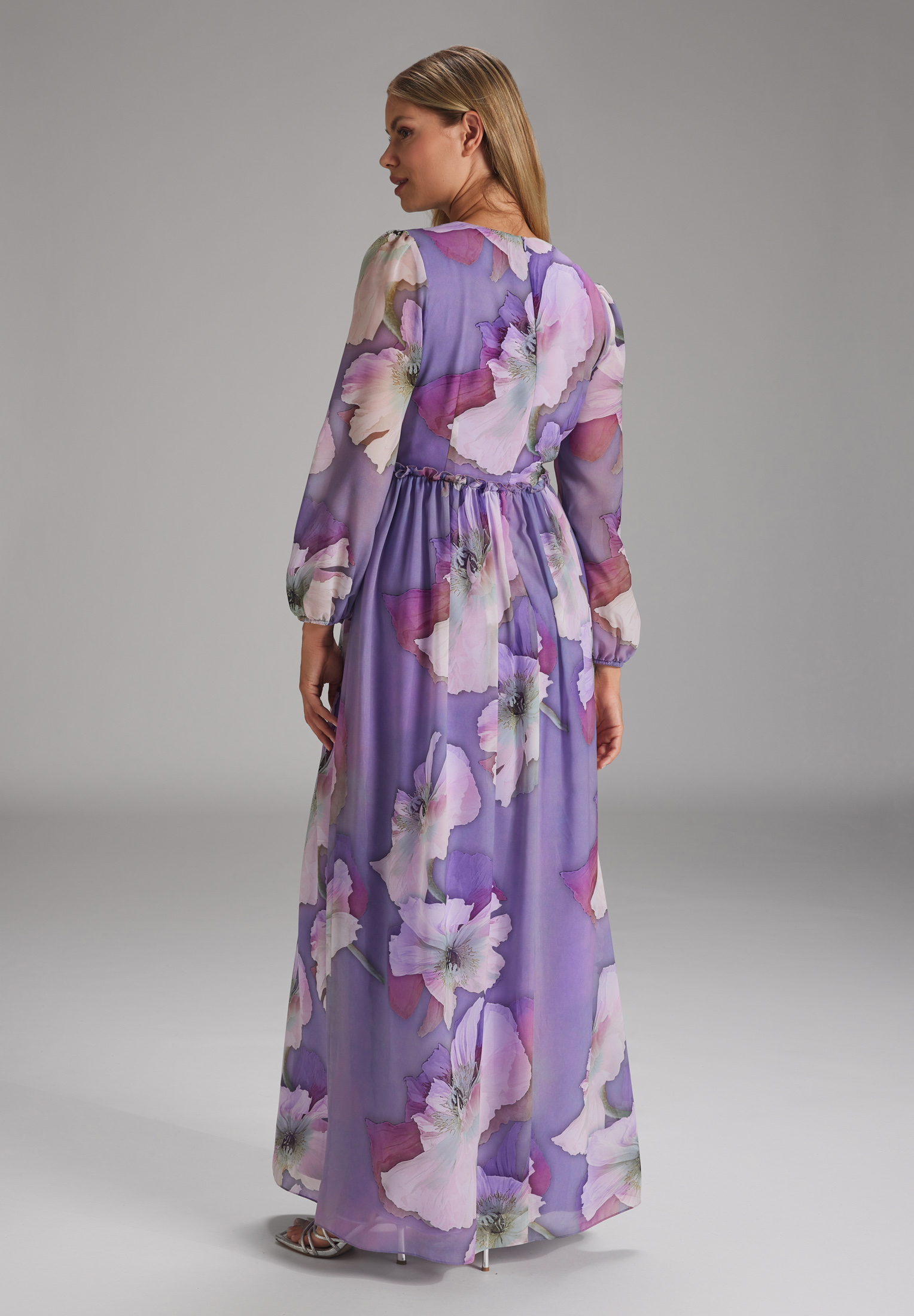 Swing Langärmeliges Blumenkleid aus Chiff fashion lilac / multi 4