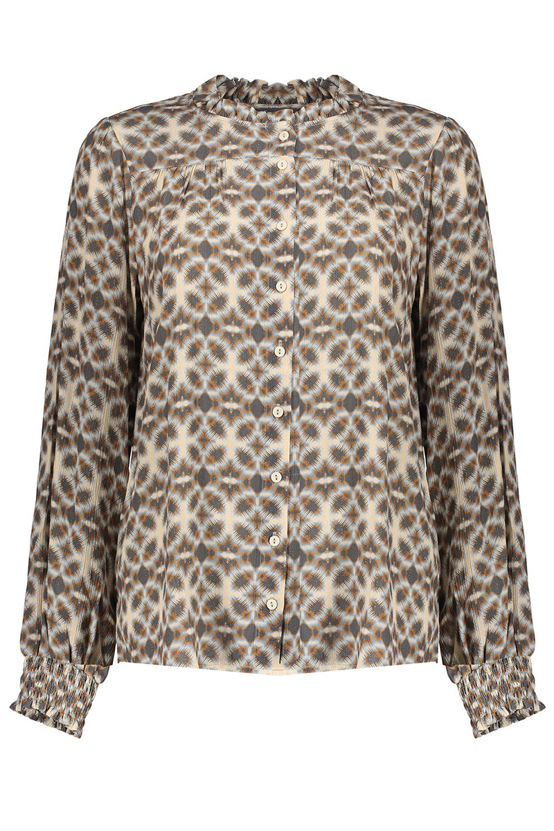 Dames blouse lange mouw grijs