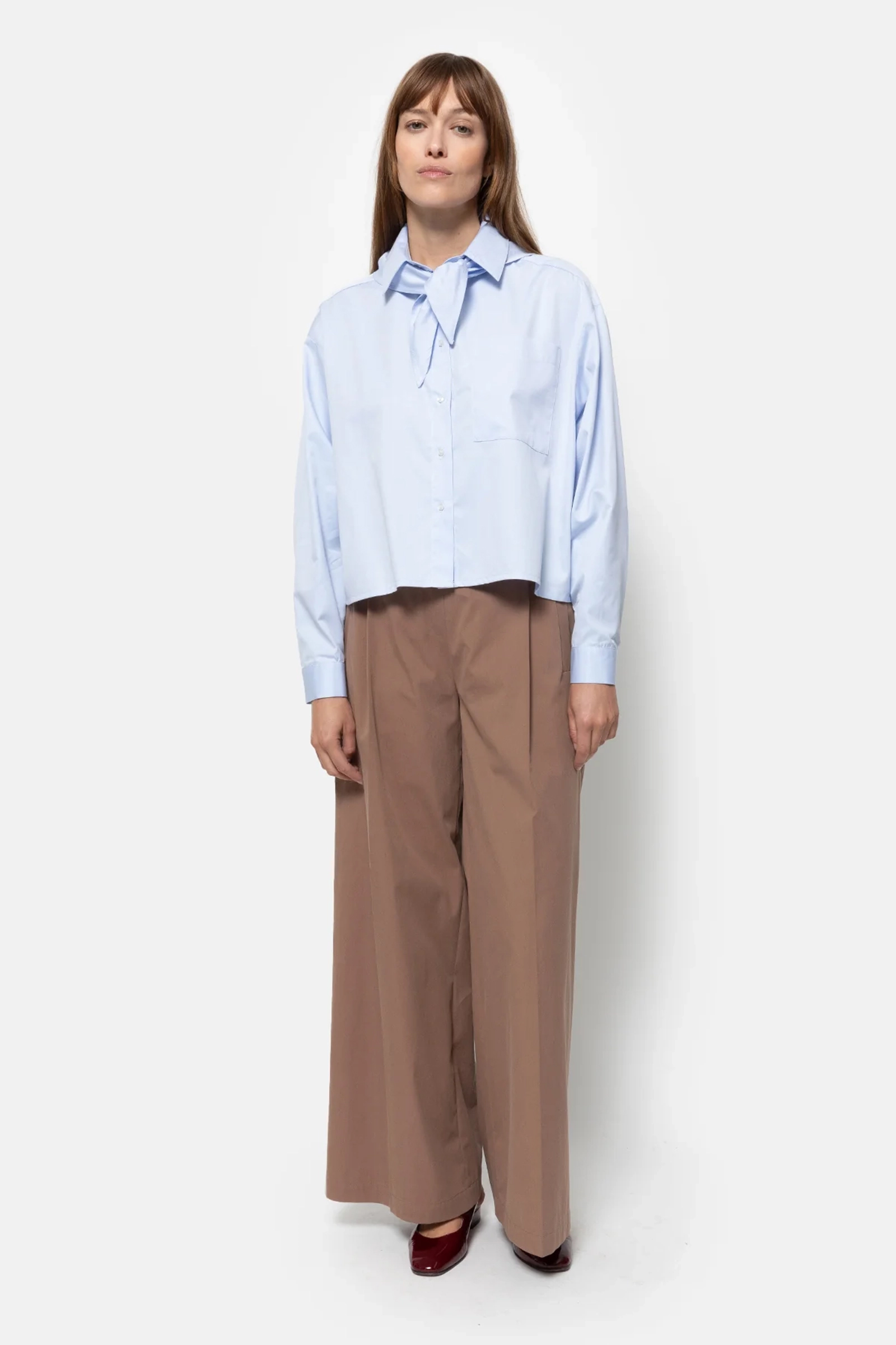 Dames blouse lange mouw blauw