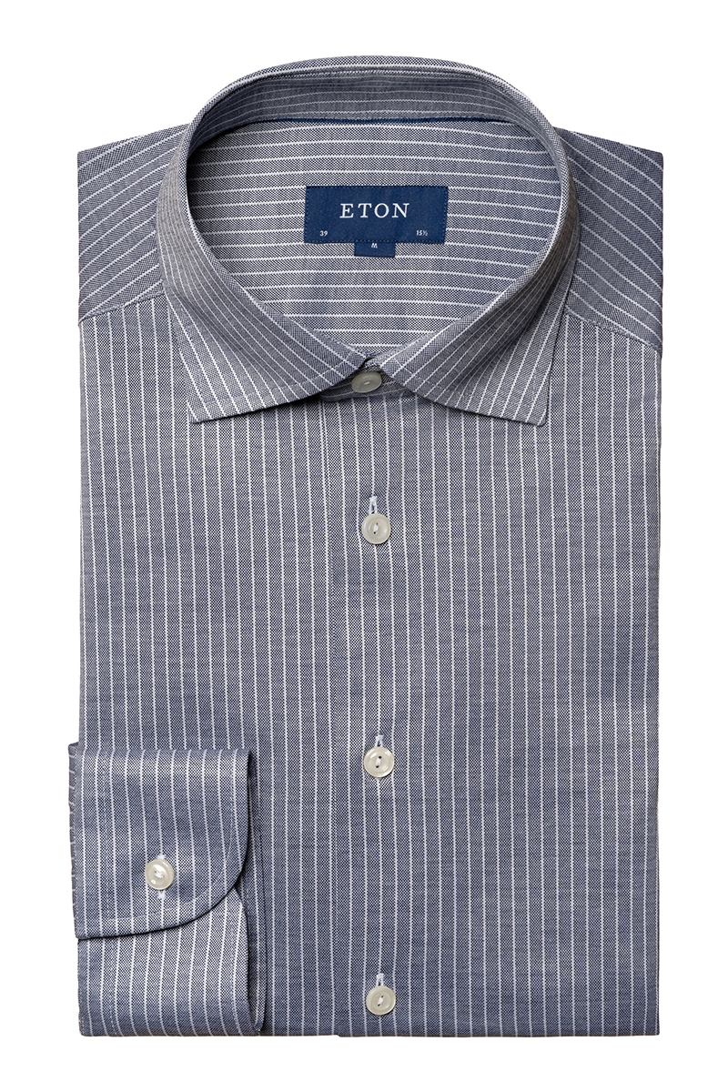 Eton Striped Knit King Slim Blauw-2 2